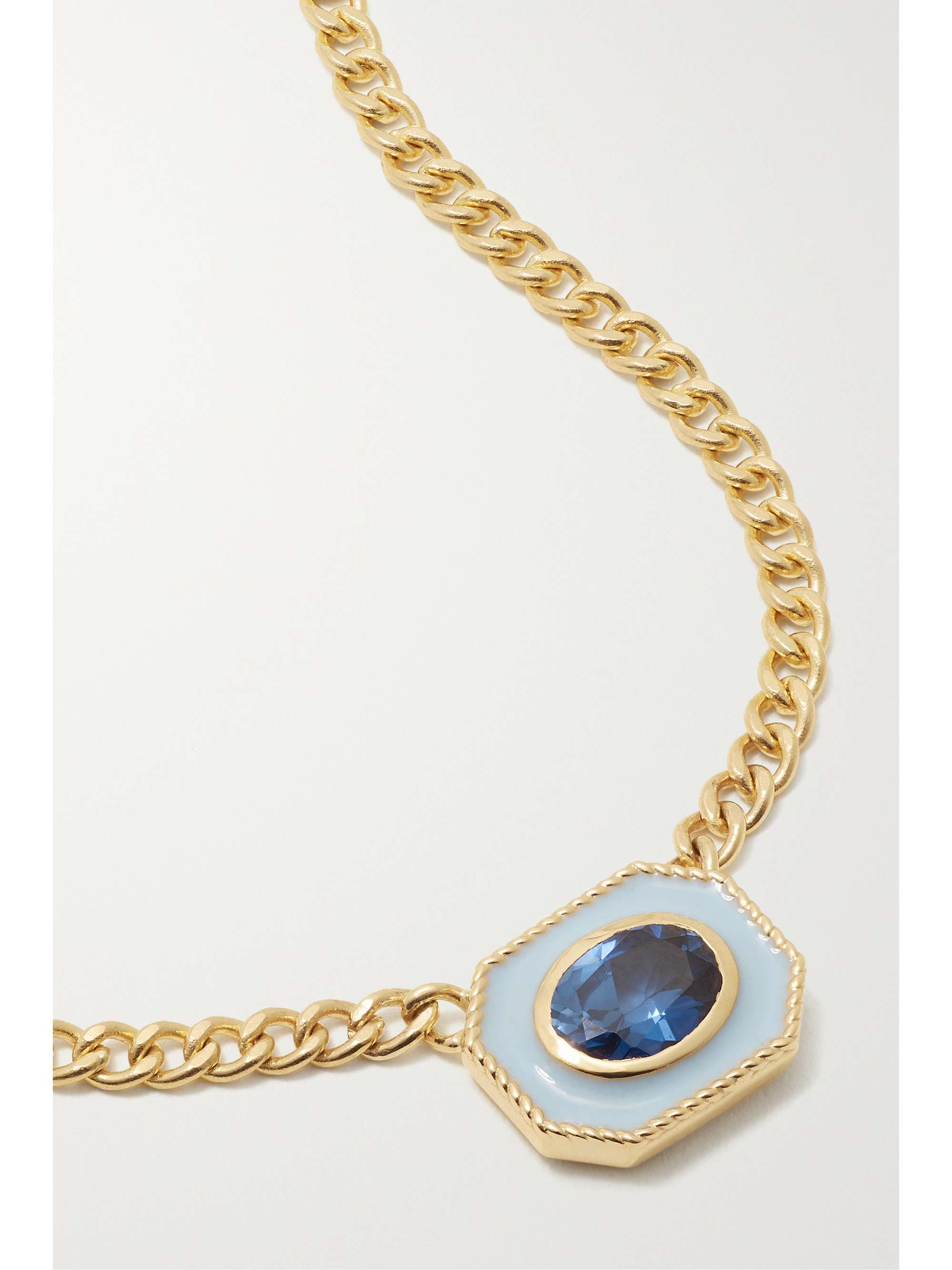 ALISON LOU Bezel Basket 14-karat gold, emerald and enamel necklace
