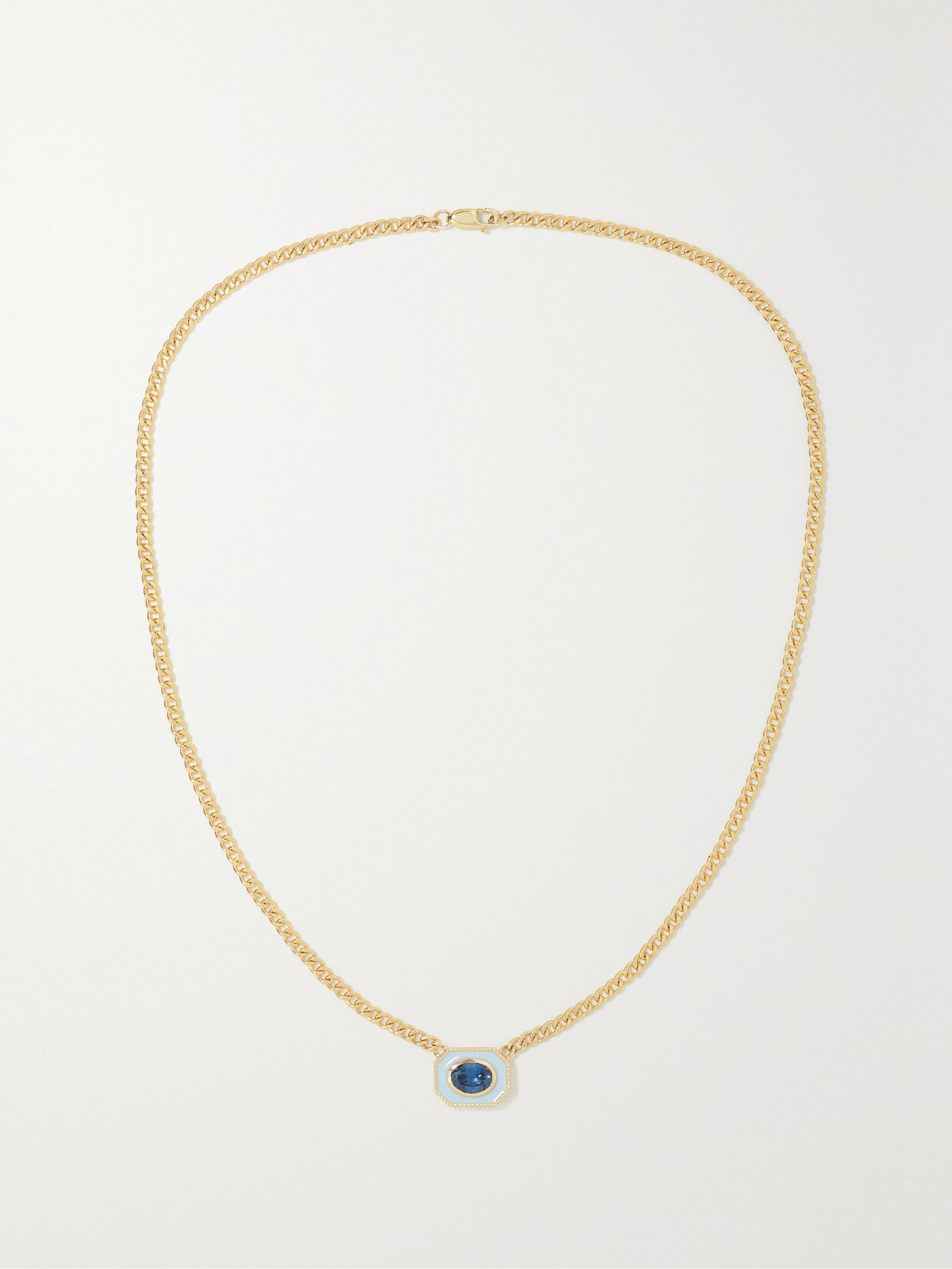 Alison Lou - Bezel Basket 14-karat Gold, Laboratory-grown Sapphire And Enamel Necklace - Blue