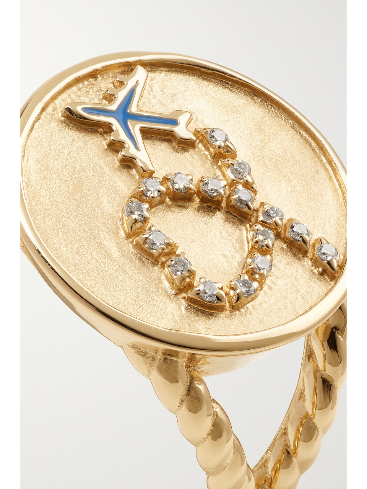 ALISON LOU AWAY YOU GO 14-KARAT GOLD, ENAMEL AND DIAMOND RING