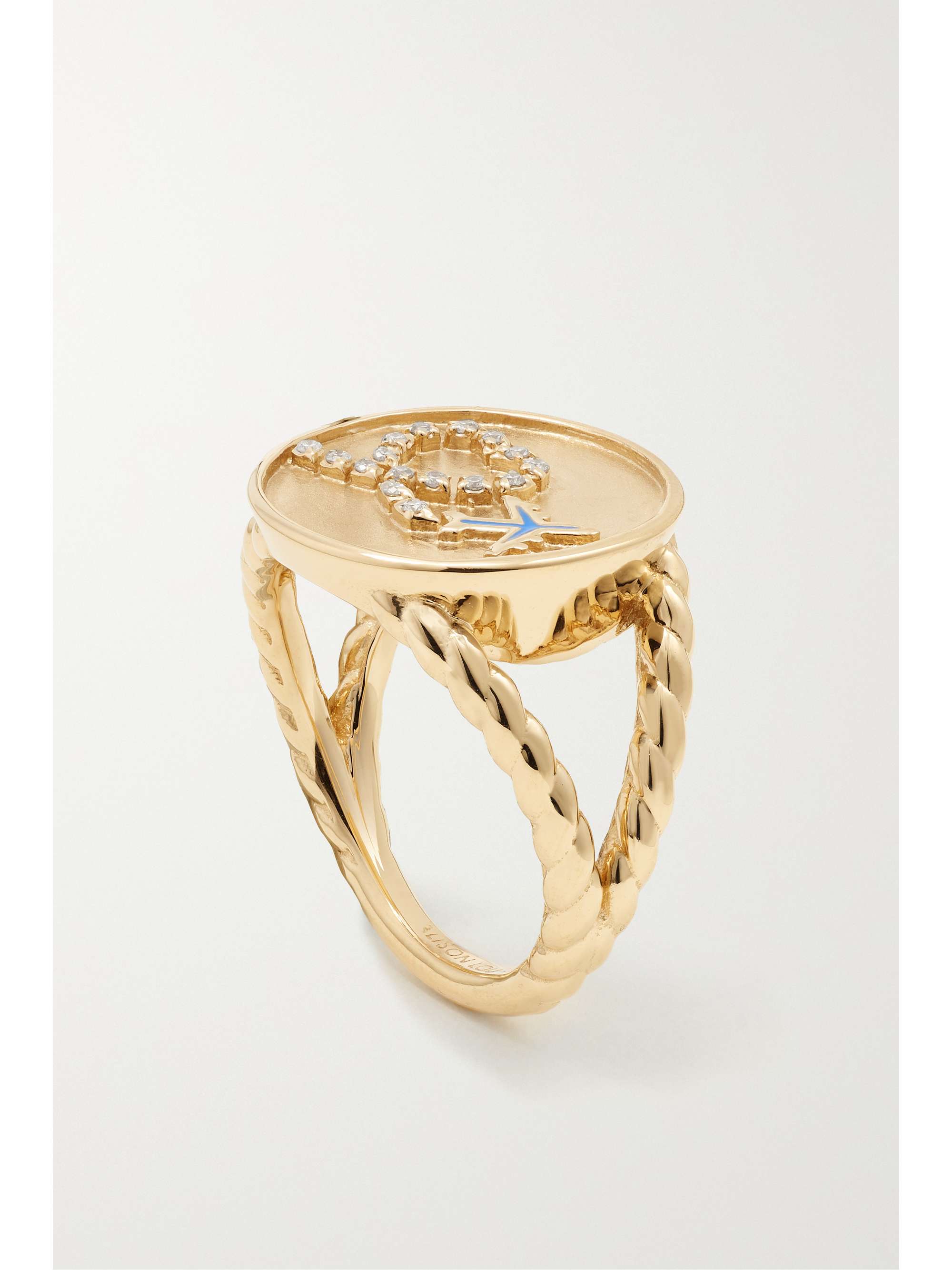ALISON LOU Away You Go 14-karat gold, enamel and diamond ring