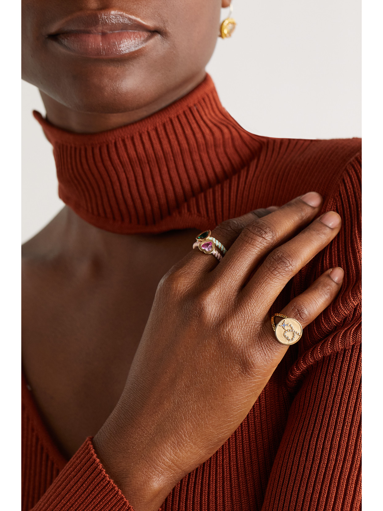 ALISON LOU AWAY YOU GO 14-KARAT GOLD, ENAMEL AND DIAMOND RING