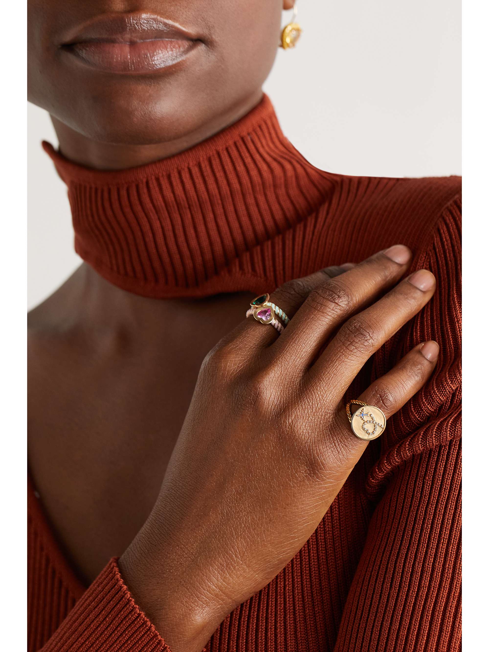 ALISON LOU Away You Go 14-karat gold, enamel and diamond ring