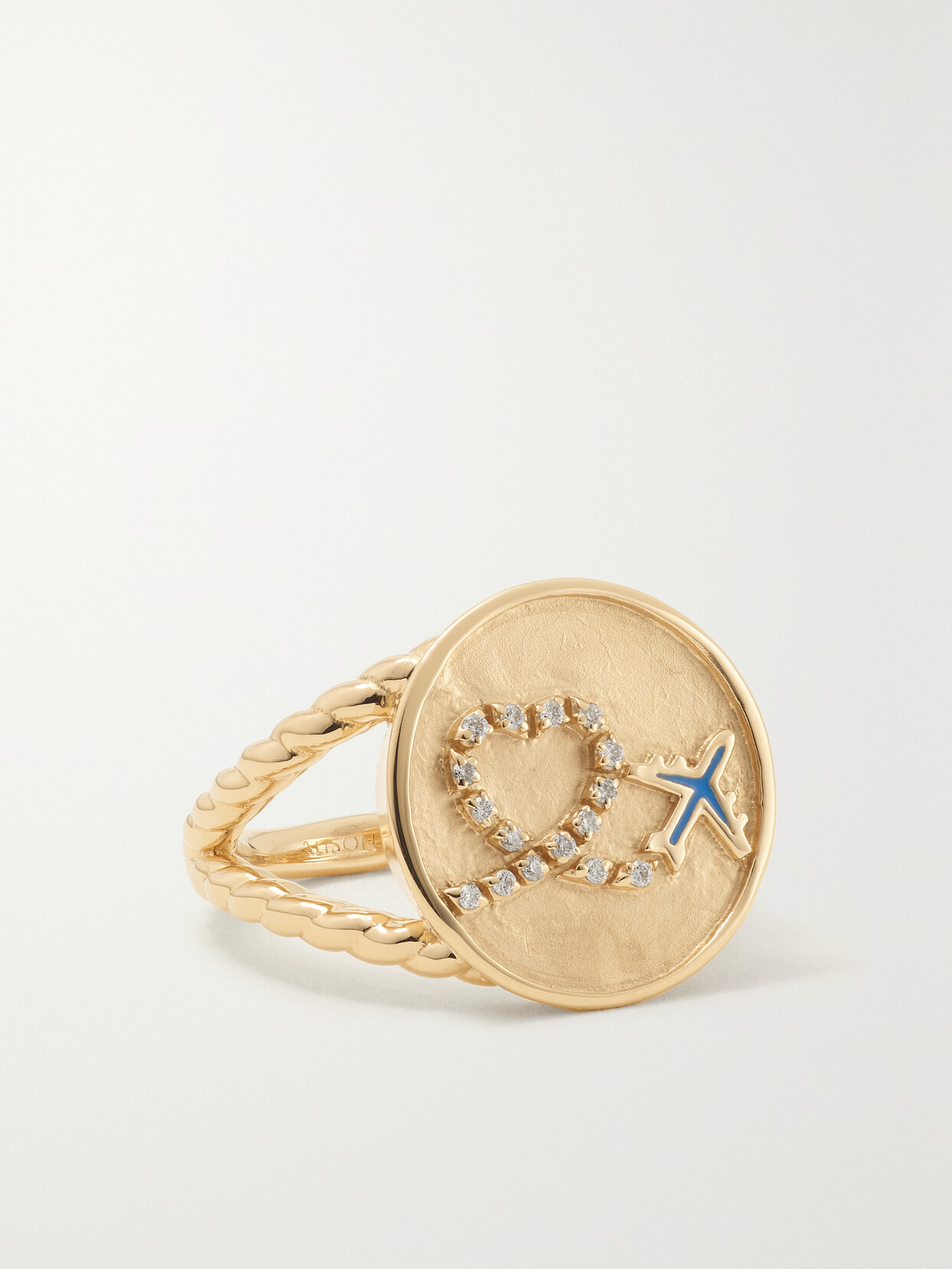 Alison Lou Away You Go 14-karat Gold, Enamel And Diamond Ring