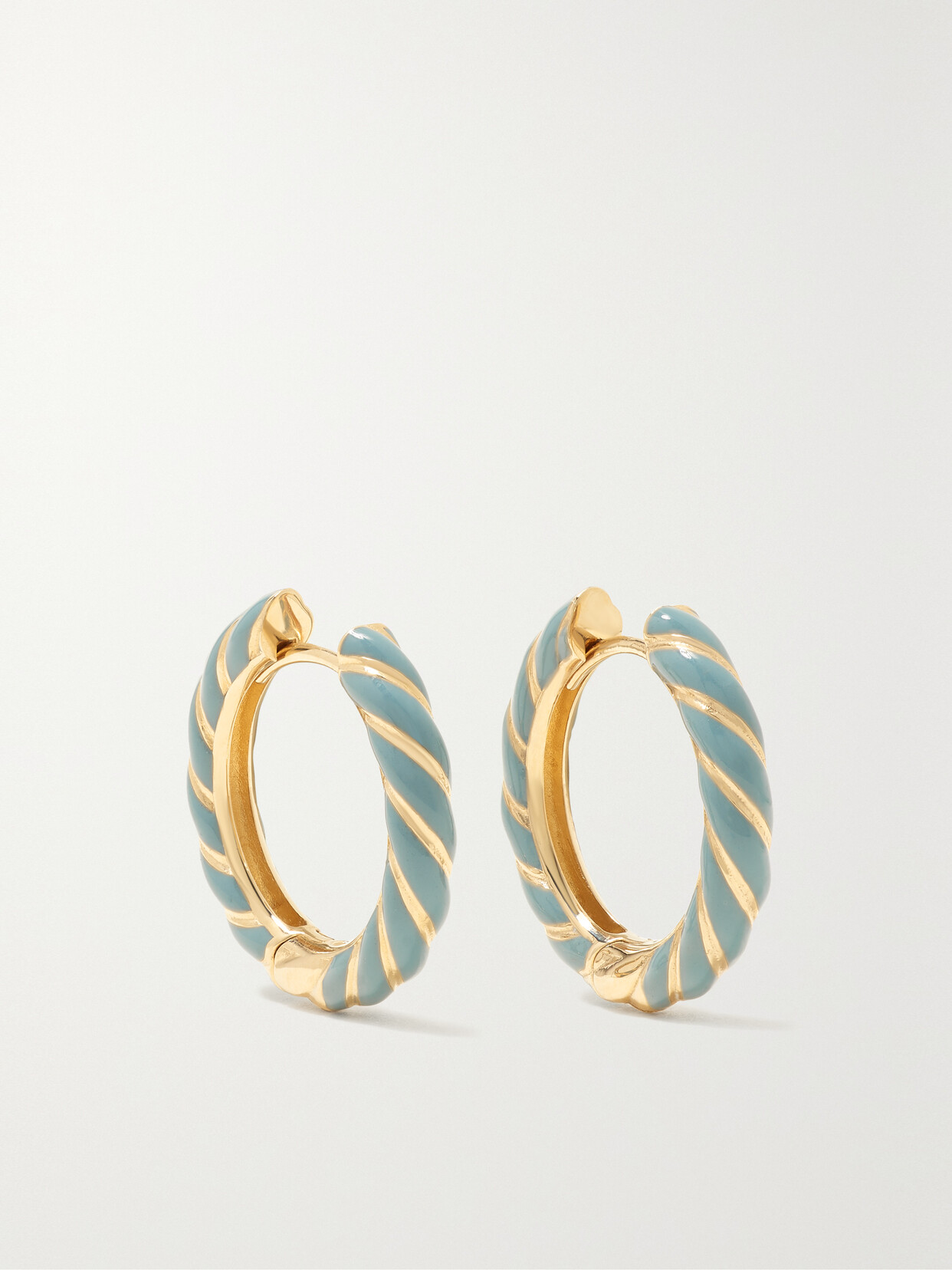 Alison Lou - Medium Streamer 14-karat Gold And Enamel Hoop Earrings - Blue