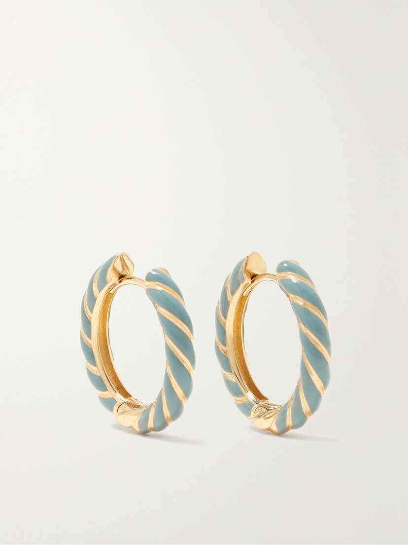 Alison Lou Medium Streamer 14-karat Gold And Enamel Hoop Earrings