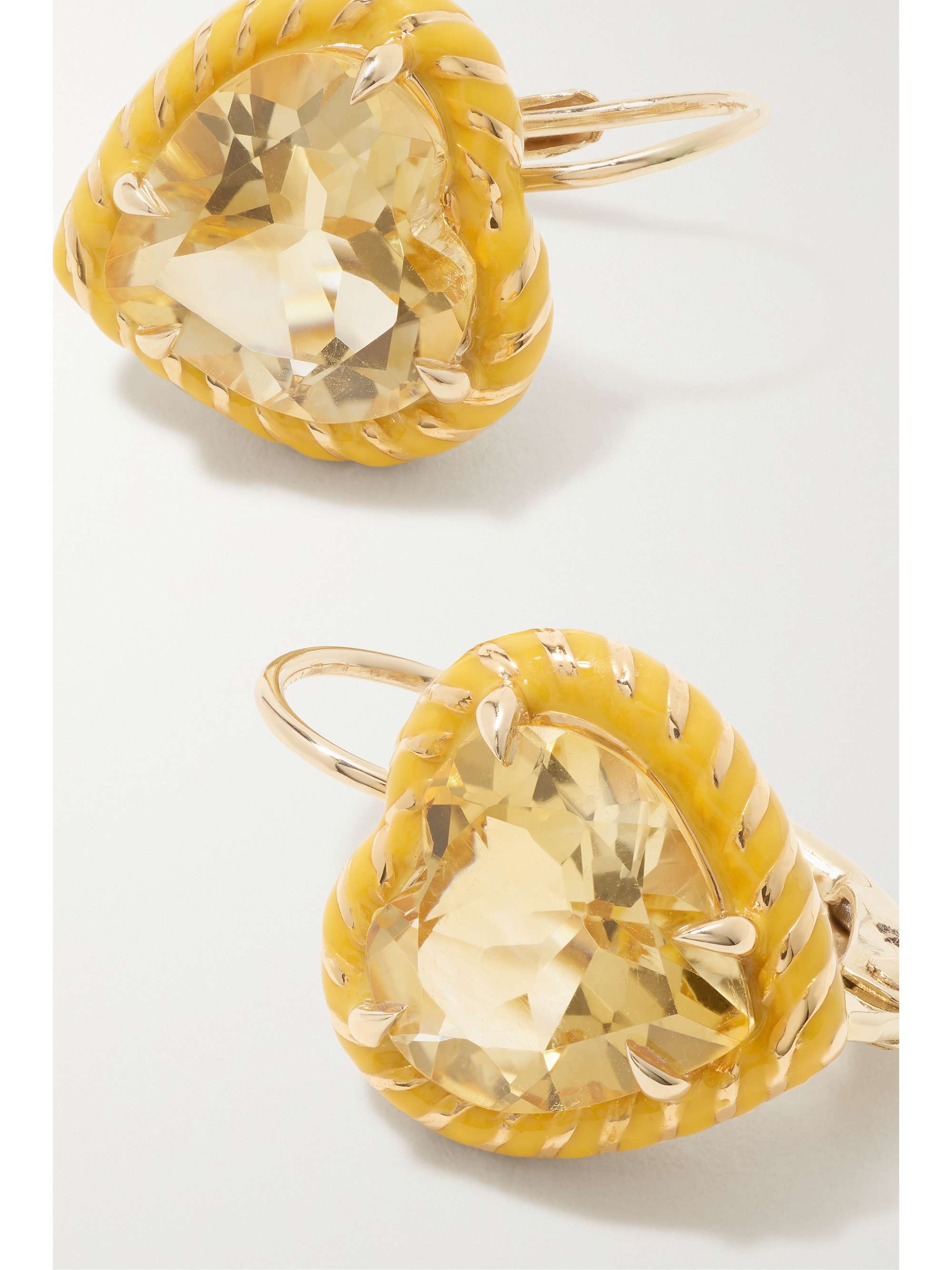 ALISON LOU Streamer Cocktail 14-karat gold, laboratory-grown citrine and enamel earrings