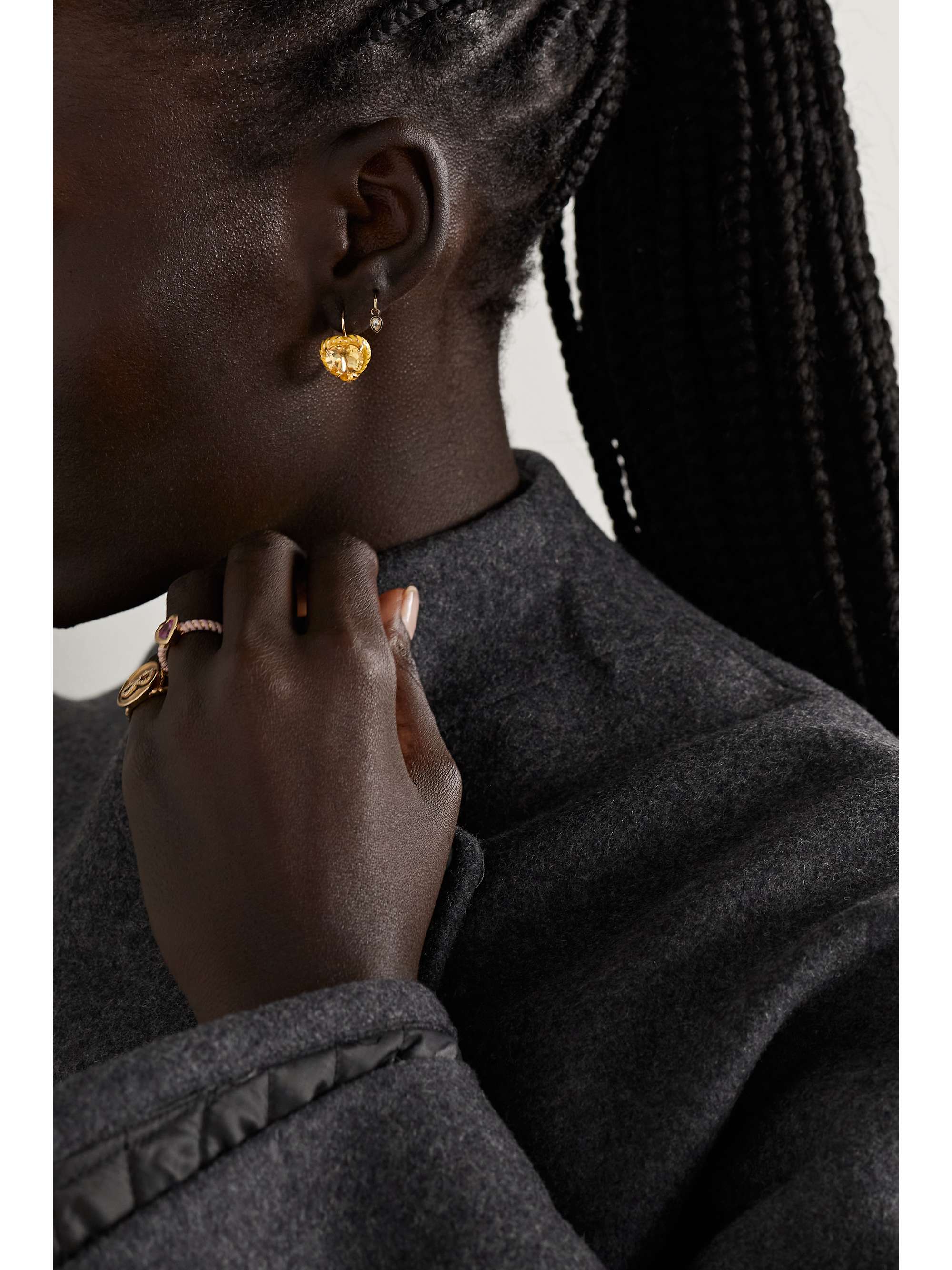 ALISON LOU Streamer Cocktail 14-karat gold, laboratory-grown citrine and enamel earrings