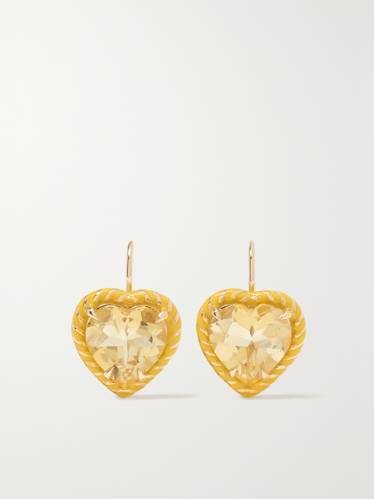 Alison Lou - Streamer Cocktail 14-karat Gold, Laboratory-grown Citrine And Enamel Earrings - one size