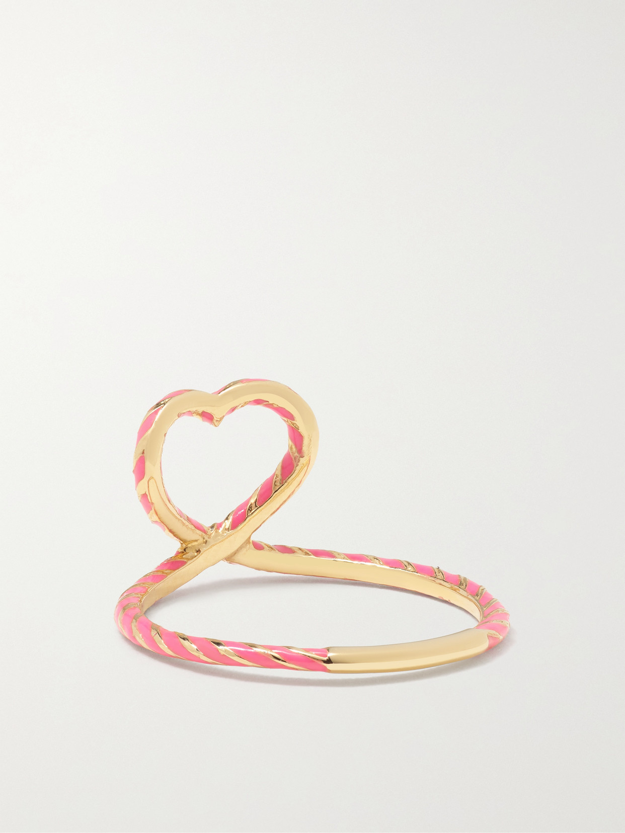 Alison Lou Heart Streamer 14-karat Gold And Enamel Ring In Gold