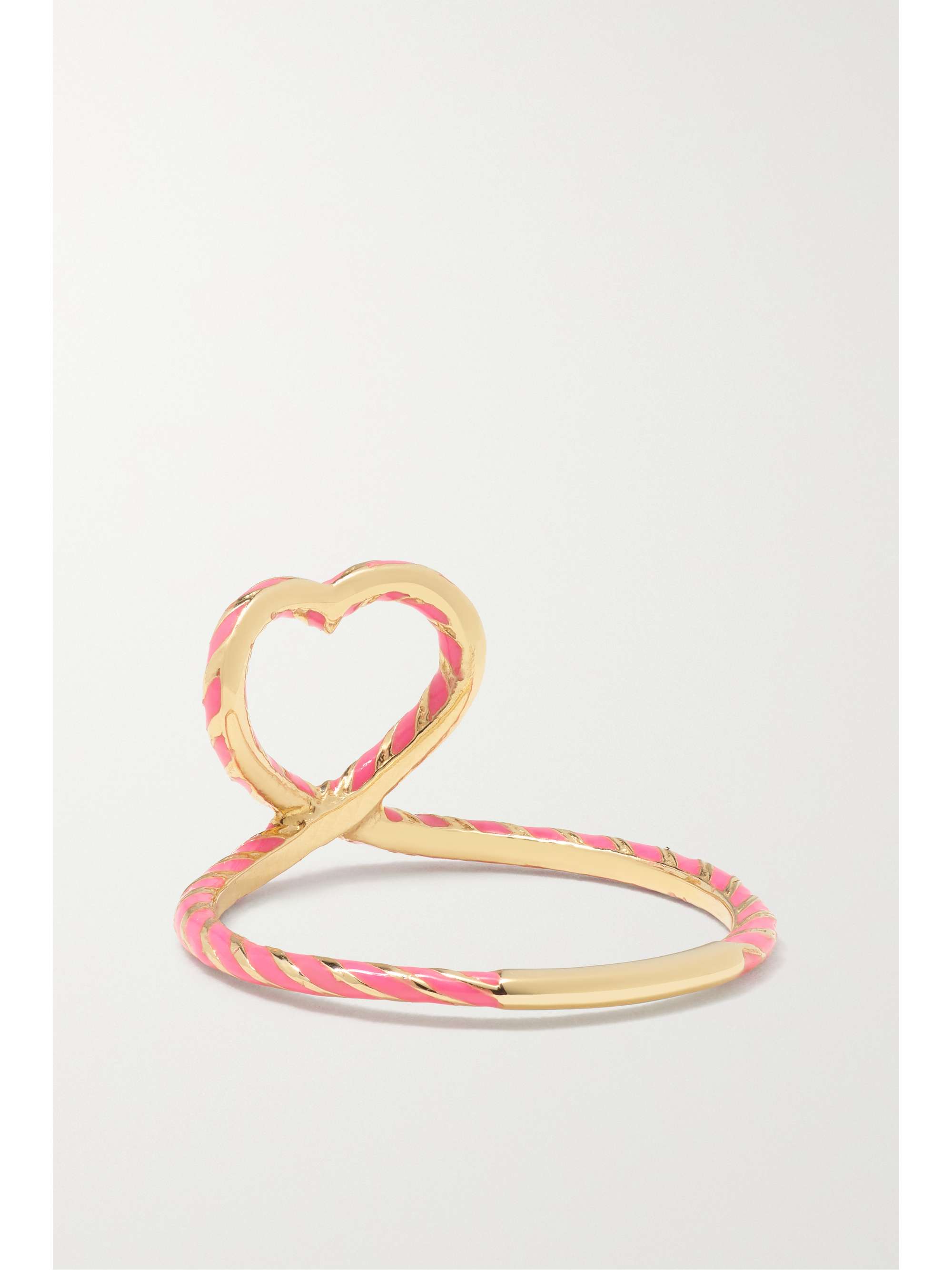 ALISON LOU Heart Streamer 14-karat gold and enamel ring