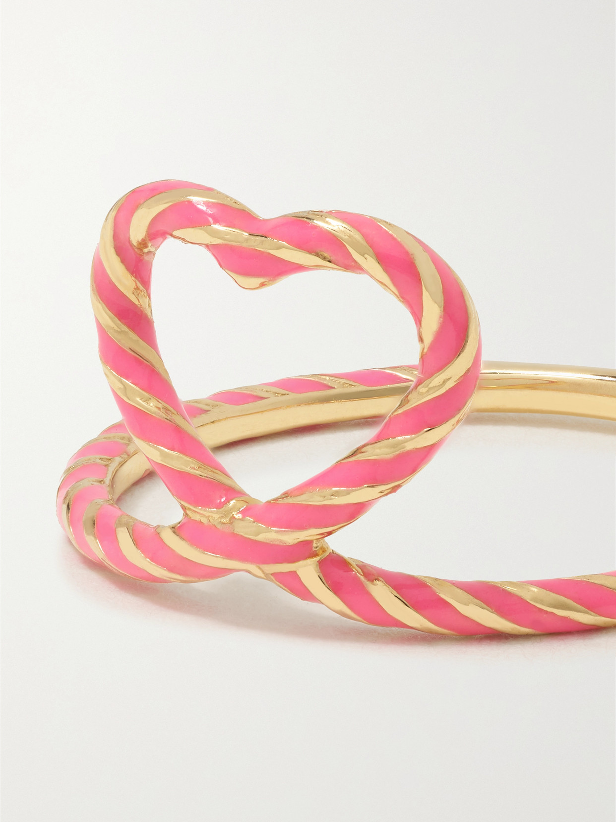Alison Lou Heart Streamer 14-karat Gold And Enamel Ring In Gold