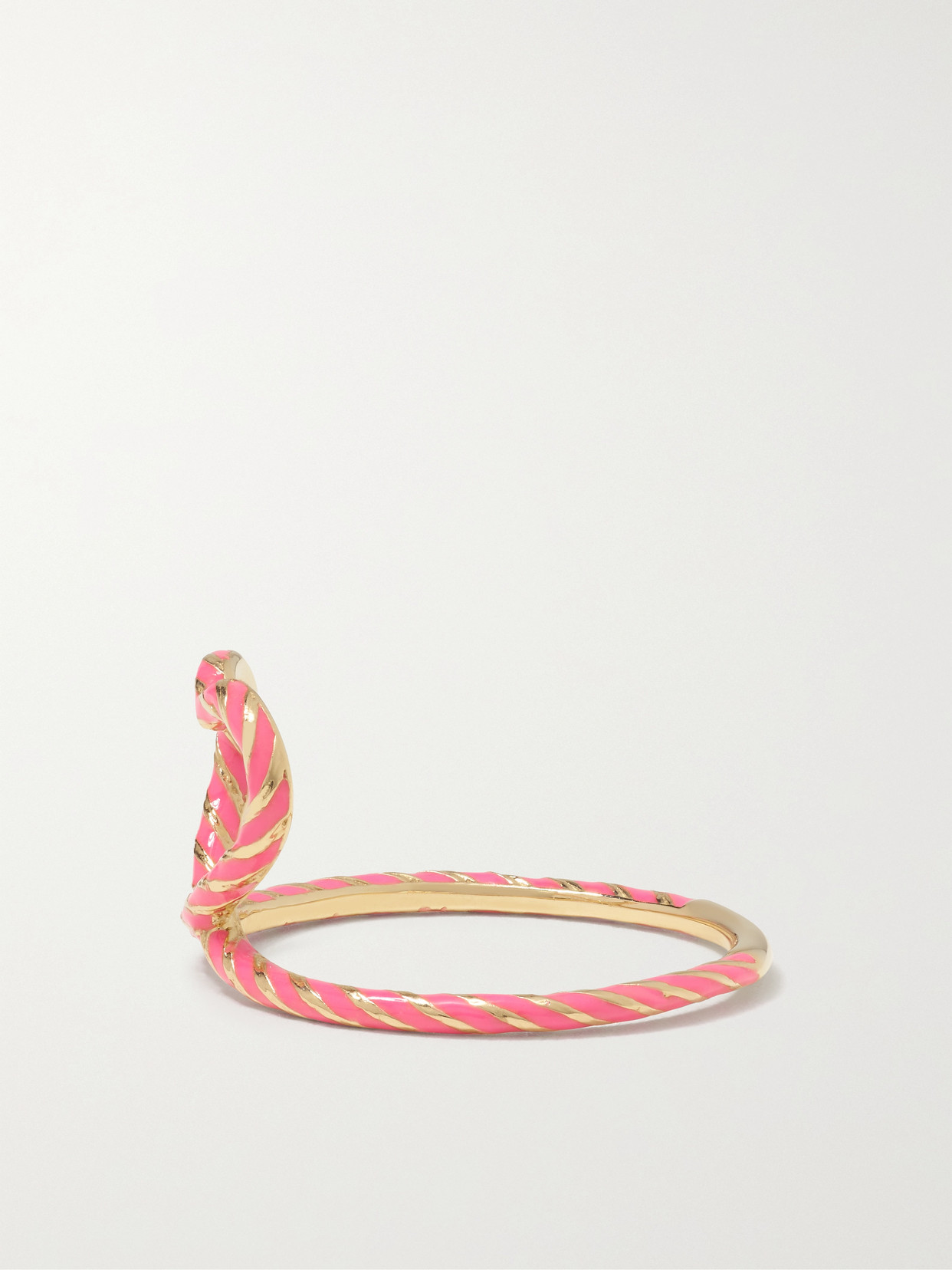 Alison Lou Heart Streamer 14-karat Gold And Enamel Ring In Gold