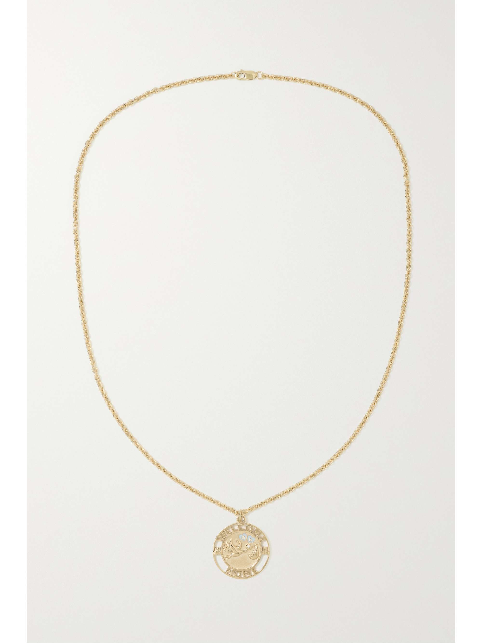 ALISON LOU Welcome Home 14-karat gold, enamel and diamond necklace