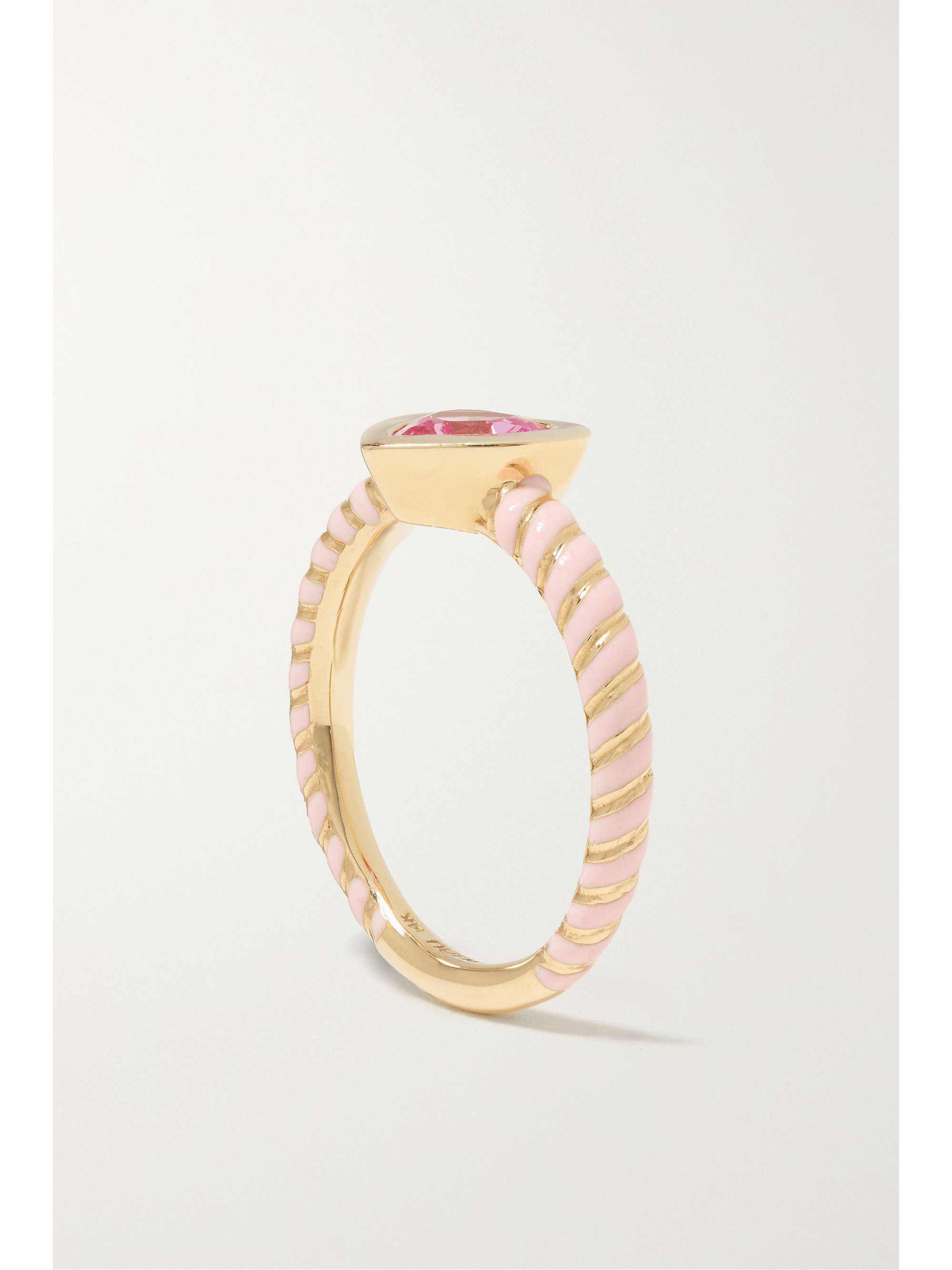 ALISON LOU Bague en or 14 carats (585/1000), émail et saphir