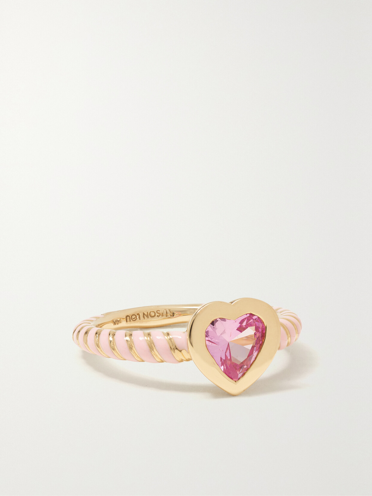 Alison Lou - 14-karat Gold, Enamel And Sapphire Ring - Pink