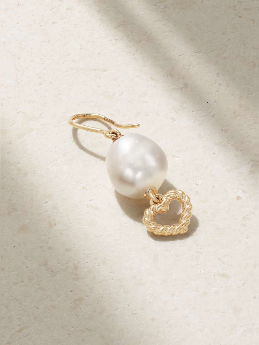 Alison Lou Heart Streamer 14-karat Gold Pearl Single Earring