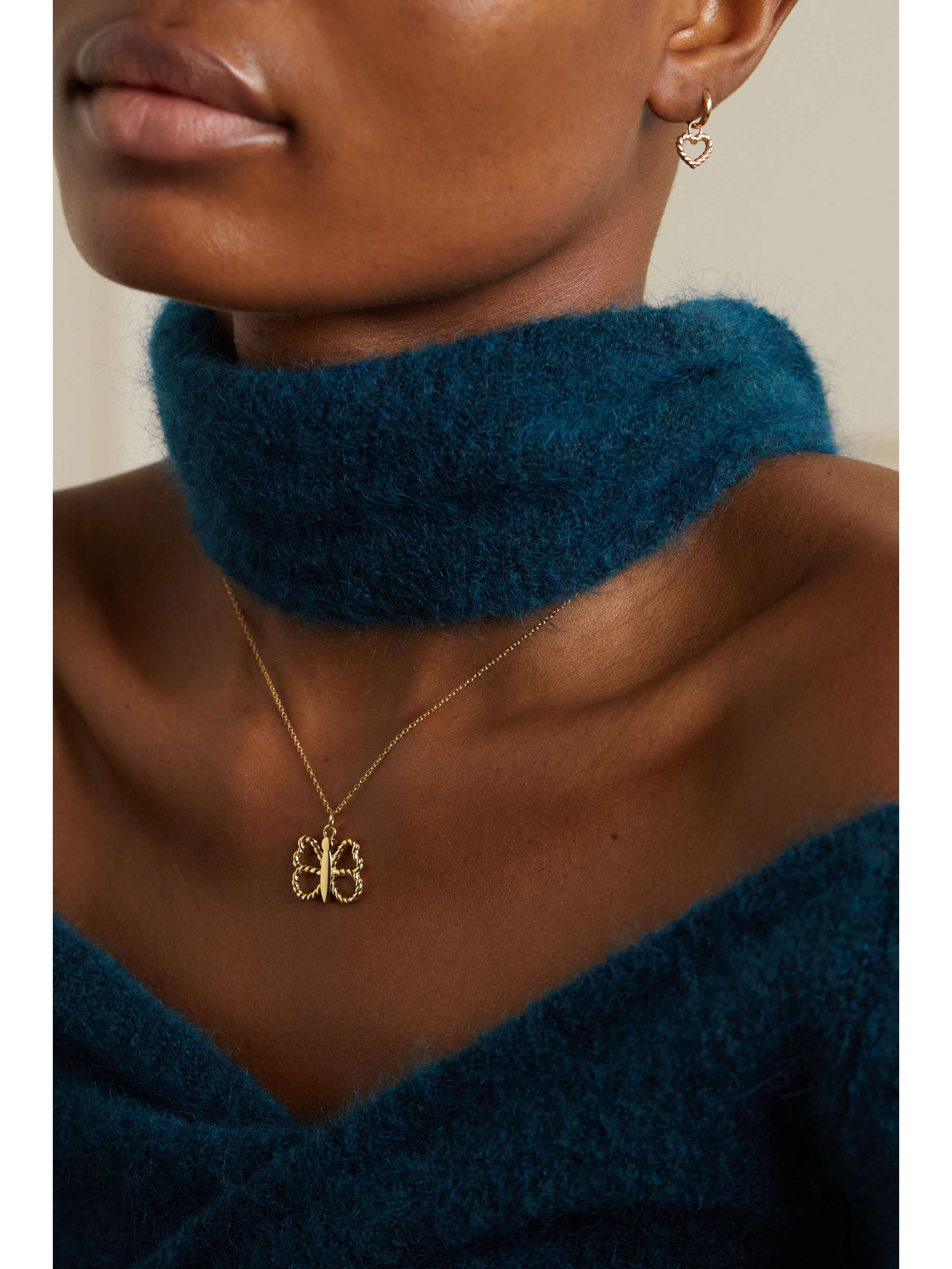 ALISON LOU Butterfly Streamer 14-karat gold necklace