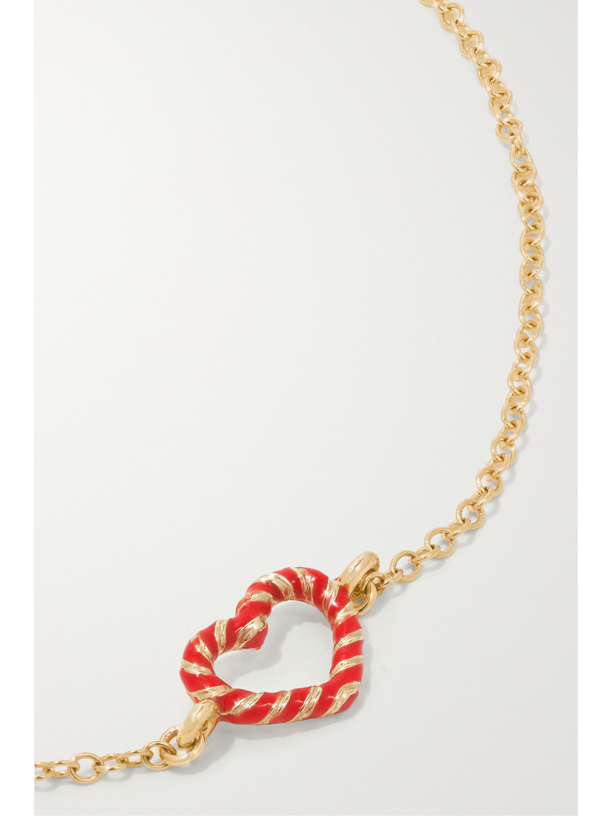 Shop Alison Lou Heart Streamer 14-karat Gold And Enamel Bracelet