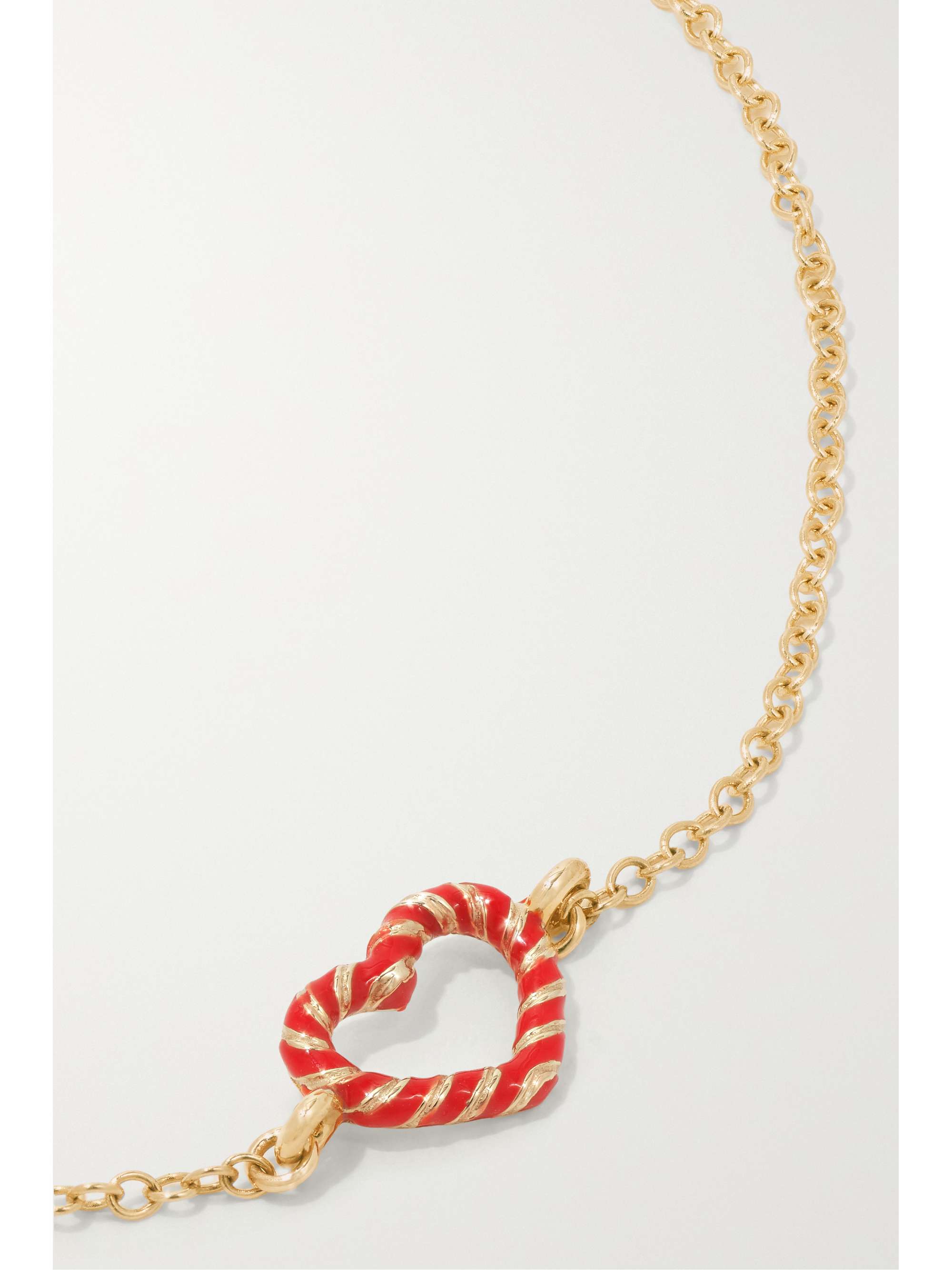 ALISON LOU Heart Streamer 14-karat gold and enamel bracelet