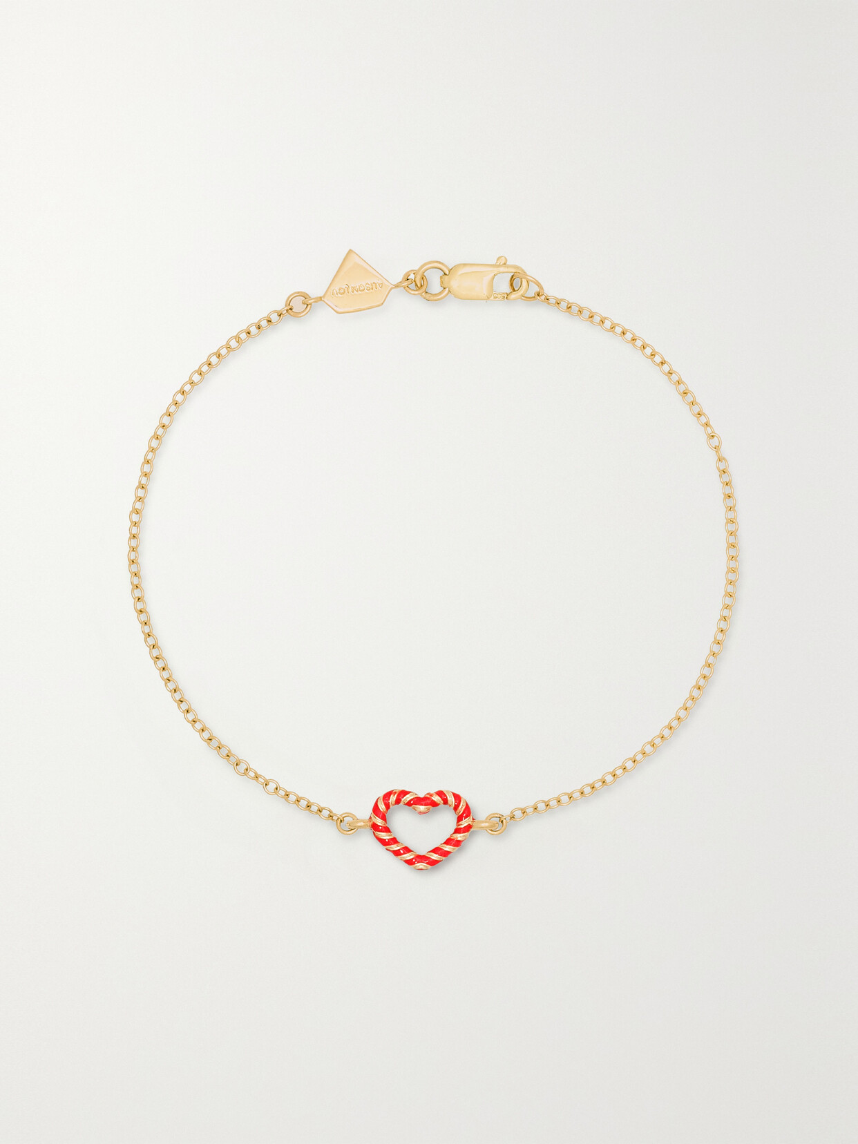 Alison Lou - Heart Streamer 14-karat Gold And Enamel Bracelet - one size