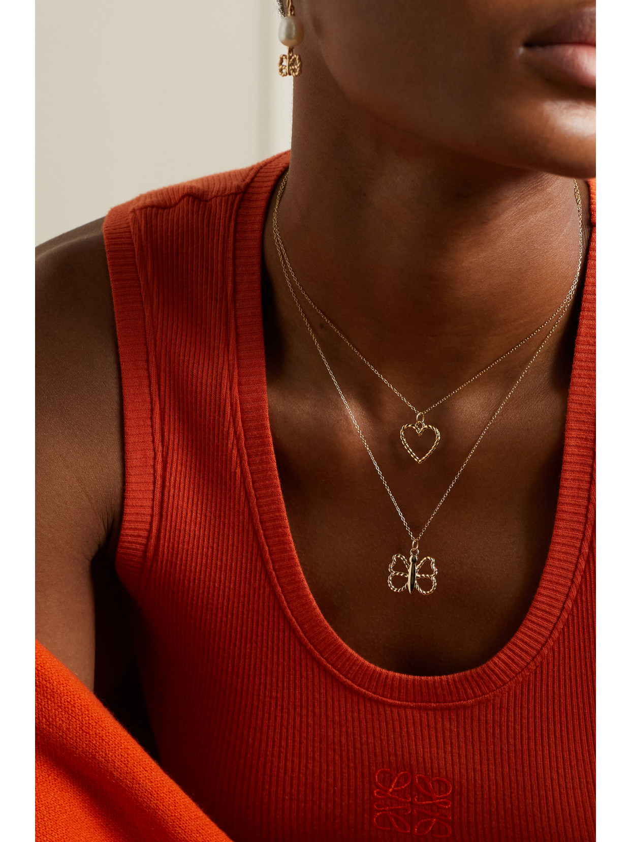 Alison Lou Heart Streamer 14-karat Gold Necklace In Gold