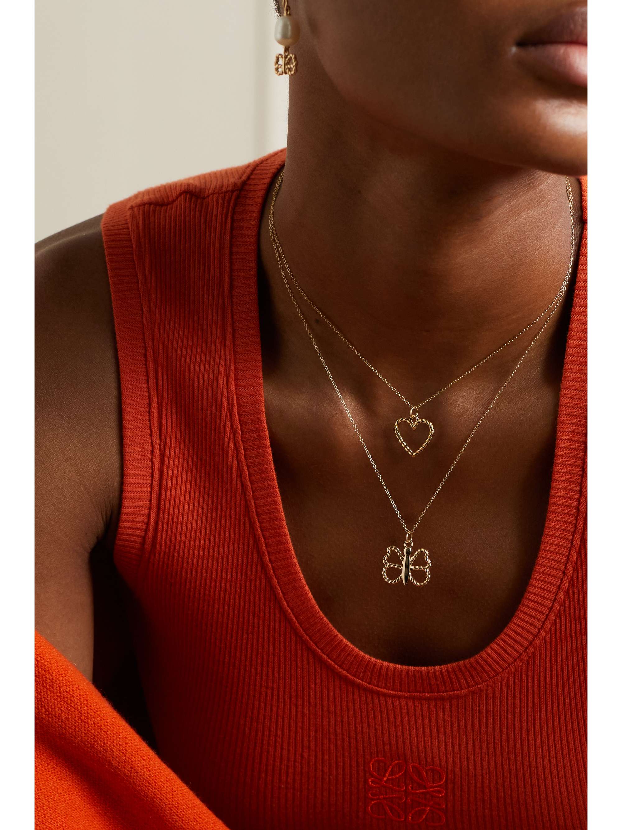 ALISON LOU Heart Streamer 14-karat gold necklace