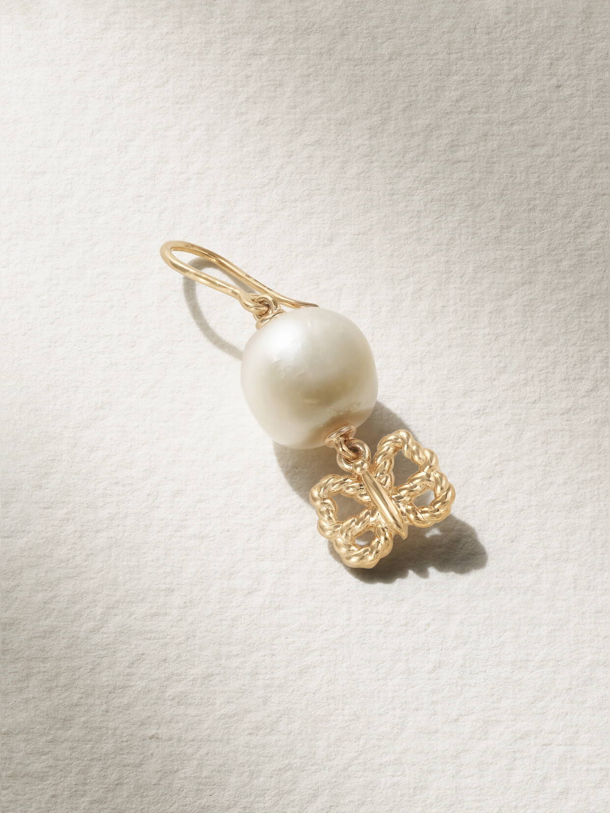 Alison Lou Butterfly Streamer 14-karat Gold Pearl Single Earring