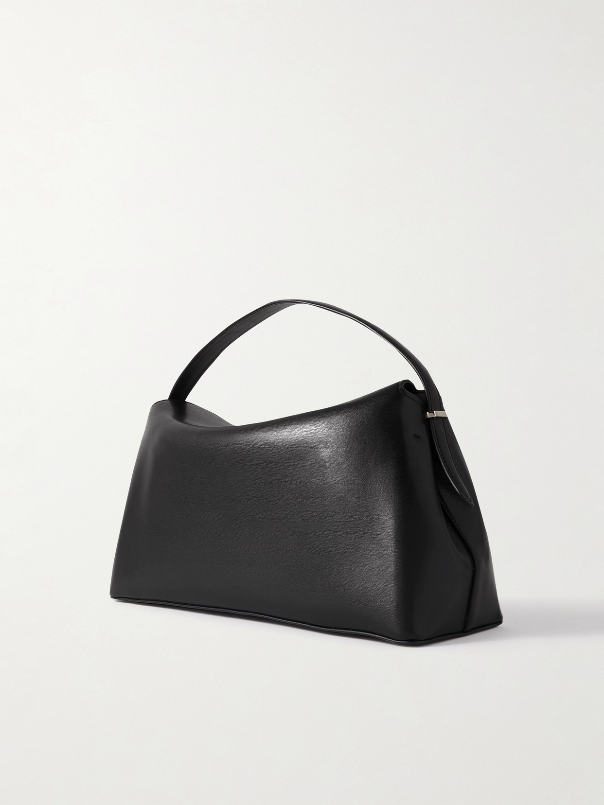 Totême Structured Black Leather Shoulder Bag With Flap Closure