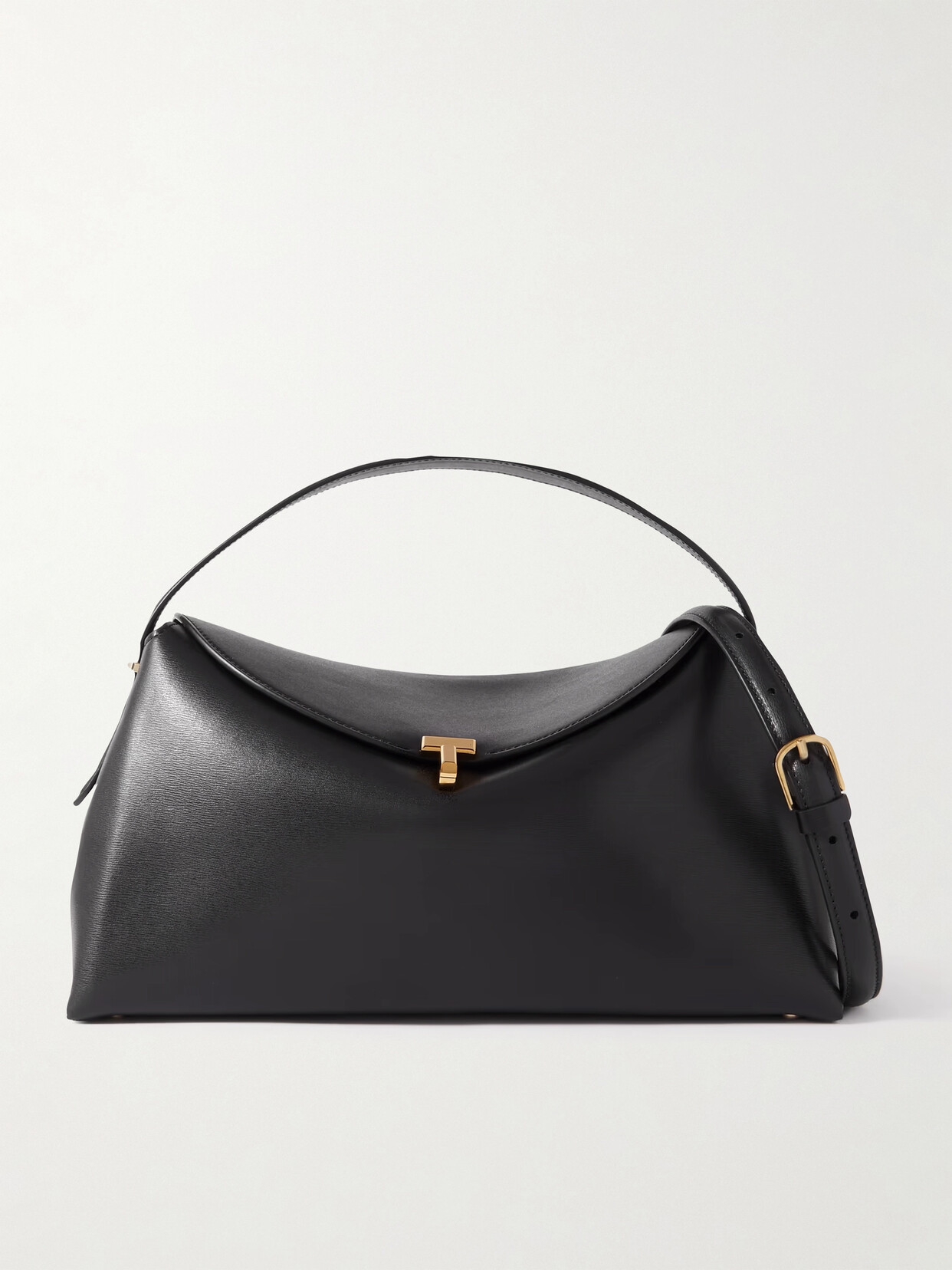 Totême T-lock Leather Shoulder Bag In Black