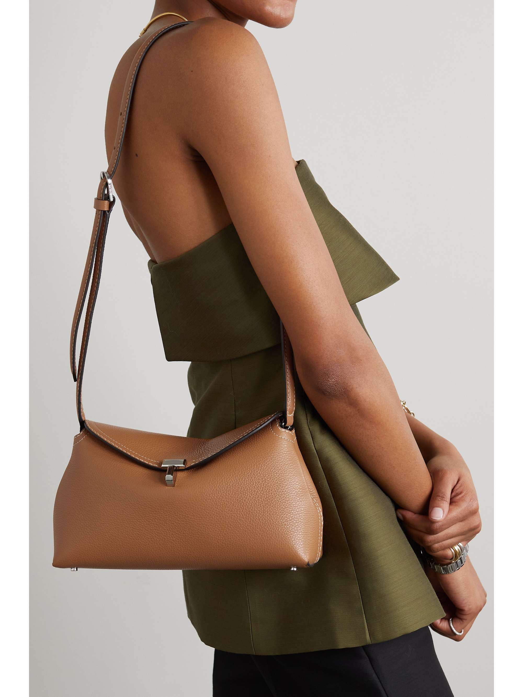 TOTEME T-Lock textured-leather clutch