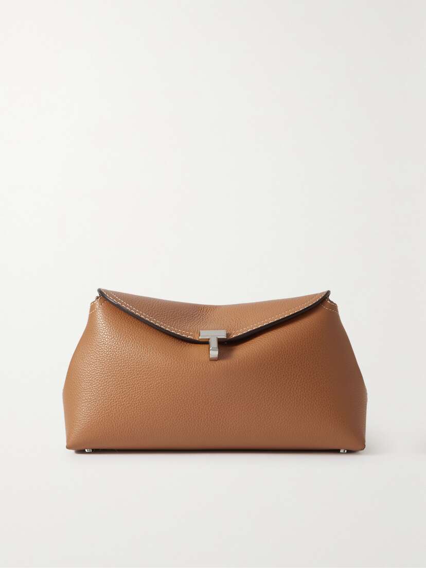 TOTEME T-lock Textured-leather Clutch
