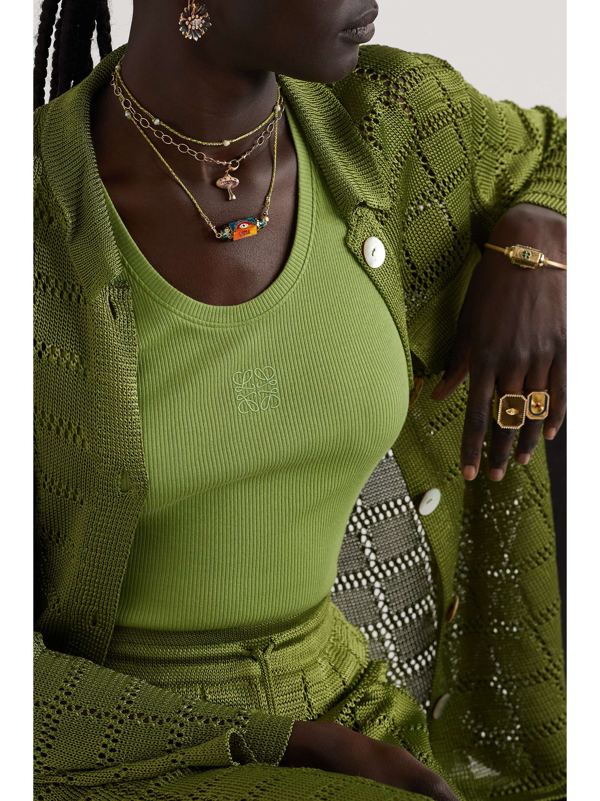 MARIE LICHTENBERG Eye Will 14-karat yellow and blackened gold, enamel and multi-stone necklace