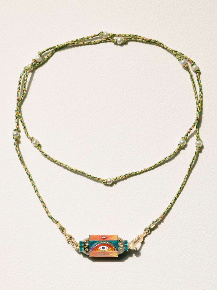 Marie Lichtenberg Eye Will 14-karat Yellow And Blackened Gold, Enamel And Multi-stone Necklace