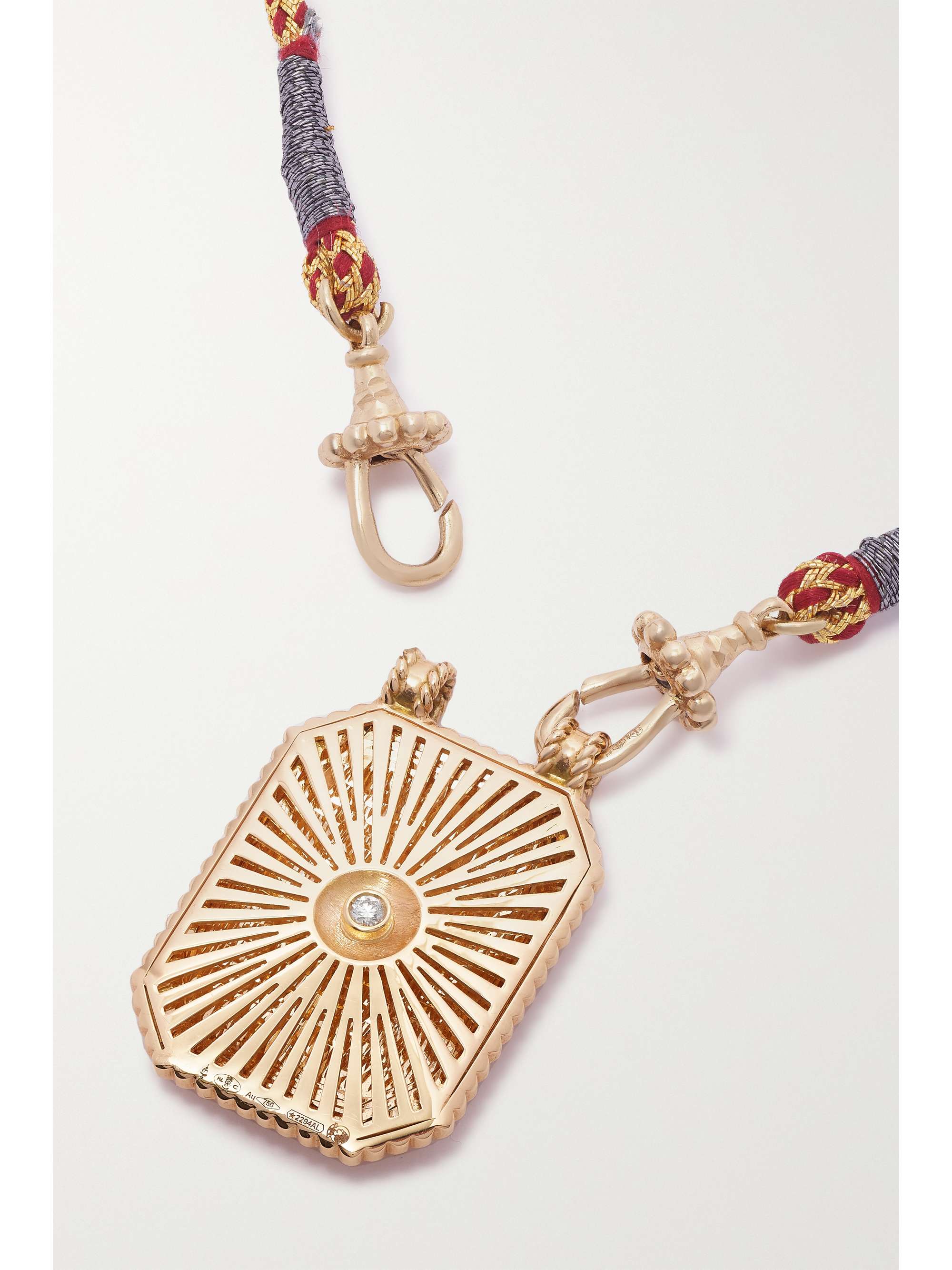 MARIE LICHTENBERG Eye Protect 18-karat gold, silk and diamond necklace