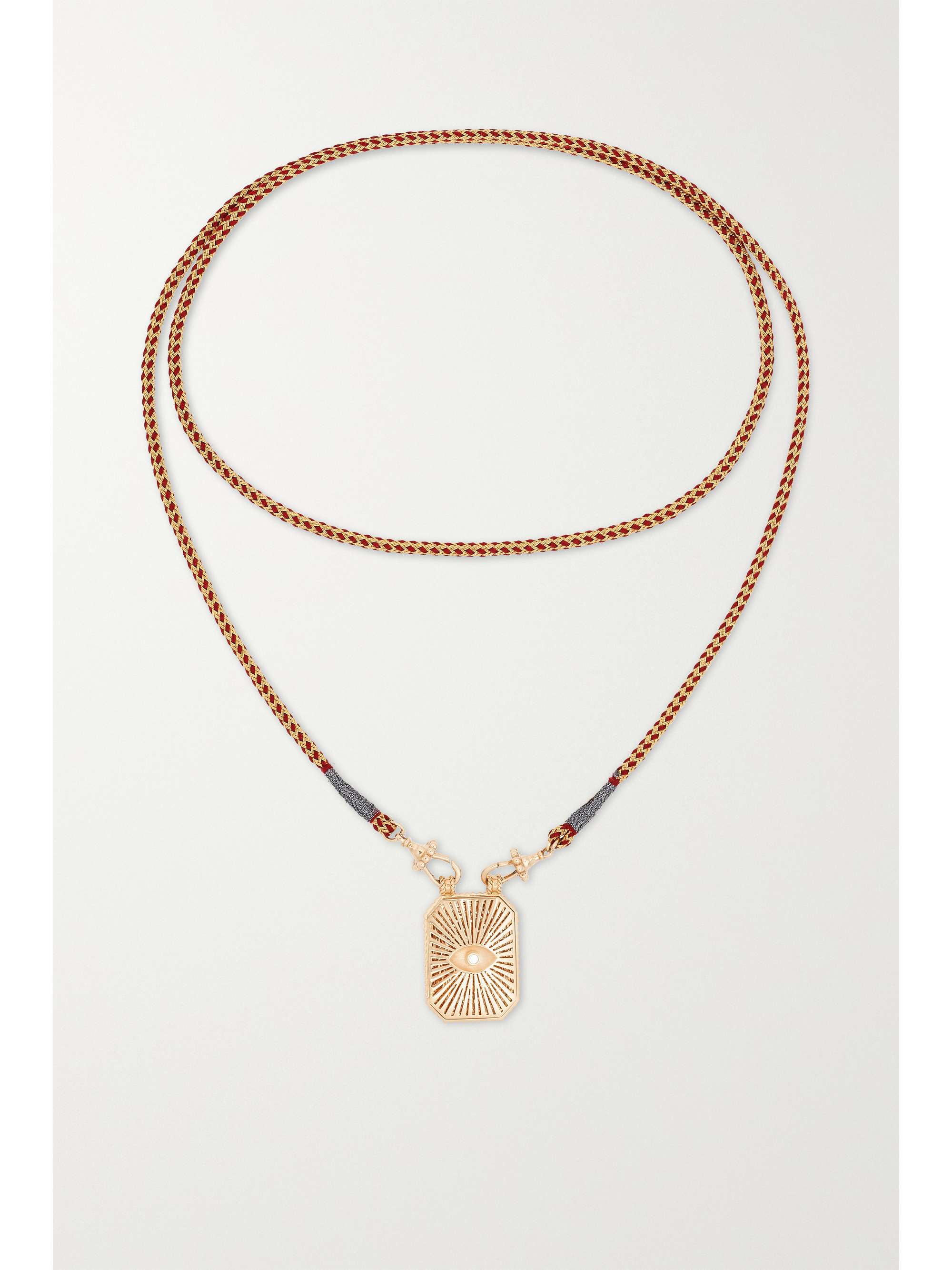 MARIE LICHTENBERG Eye Protect 18-karat gold, silk and diamond necklace