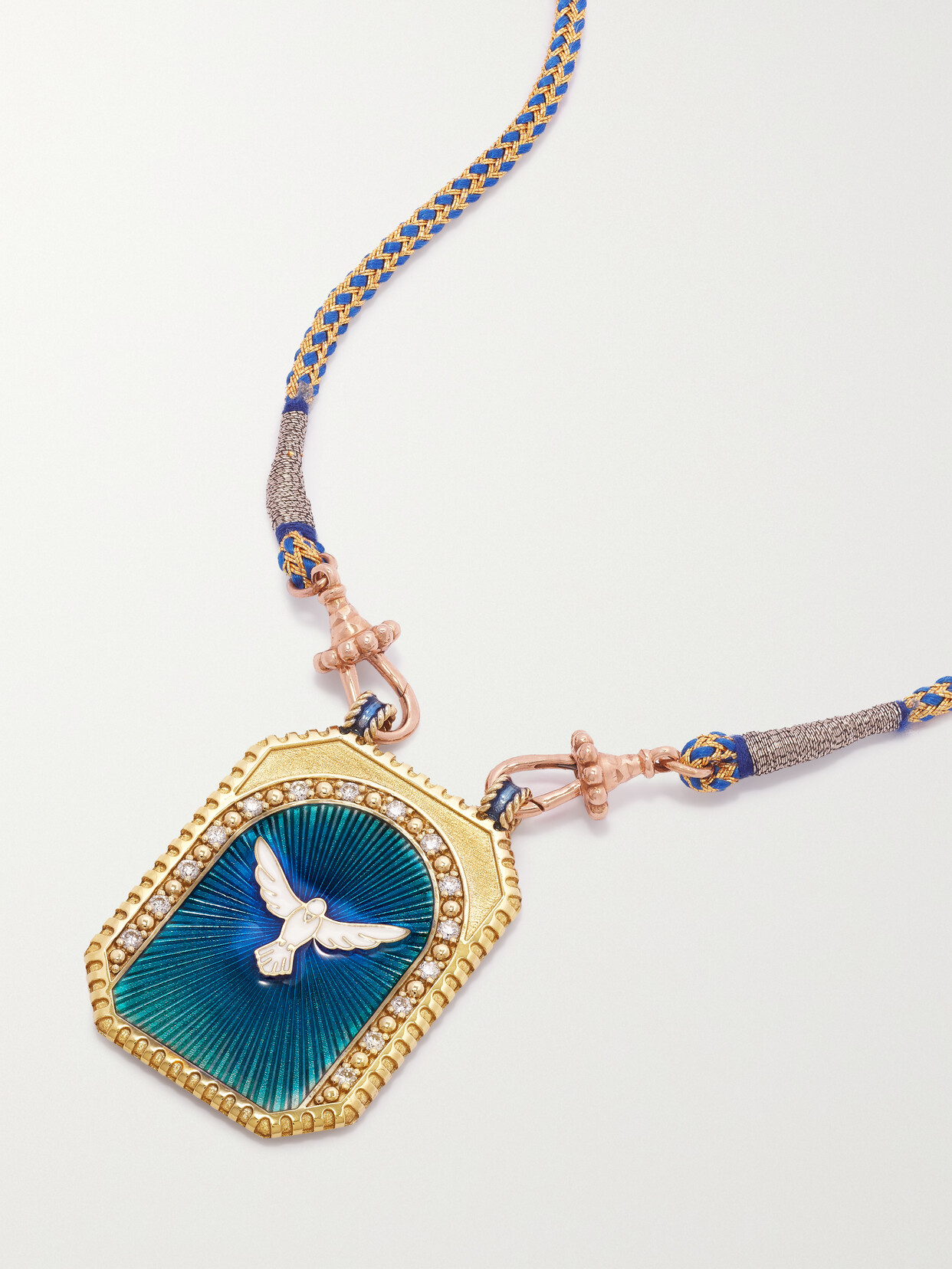 Marie Lichtenberg - Pece Scap Scapular 14-karat Gold, Enamel And Diamond Necklace - Blue