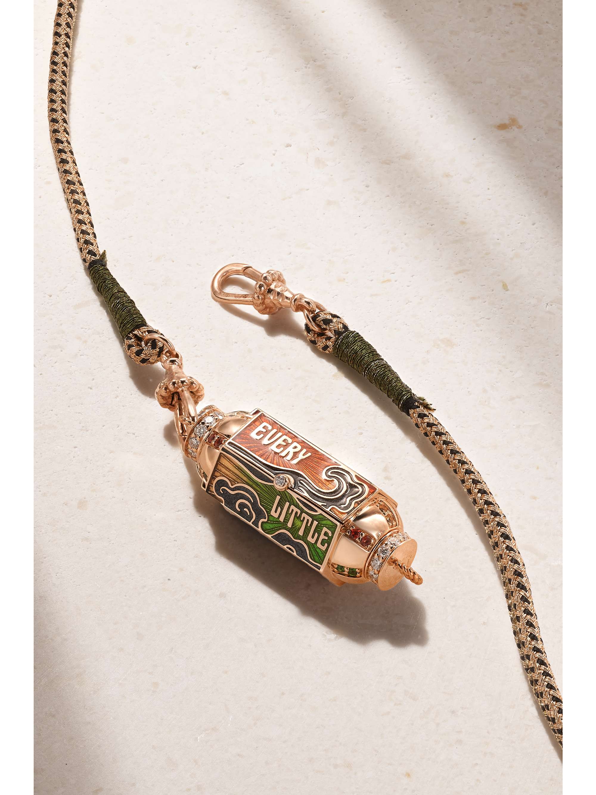 MARIE LICHTENBERG Blunt Locket 18-karat rose gold, enamel, sapphire and diamond necklace