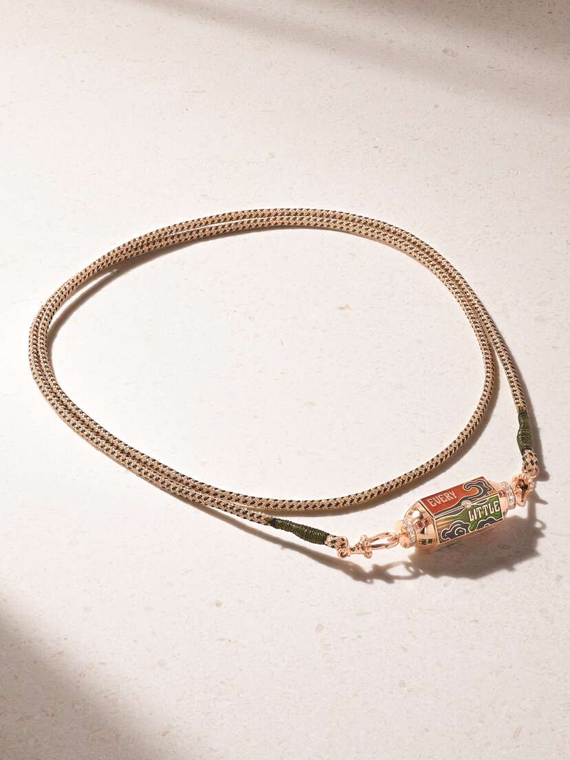 Marie Lichtenberg Blunt Locket 18-karat Rose Gold, Enamel, Sapphire And Diamond Necklace