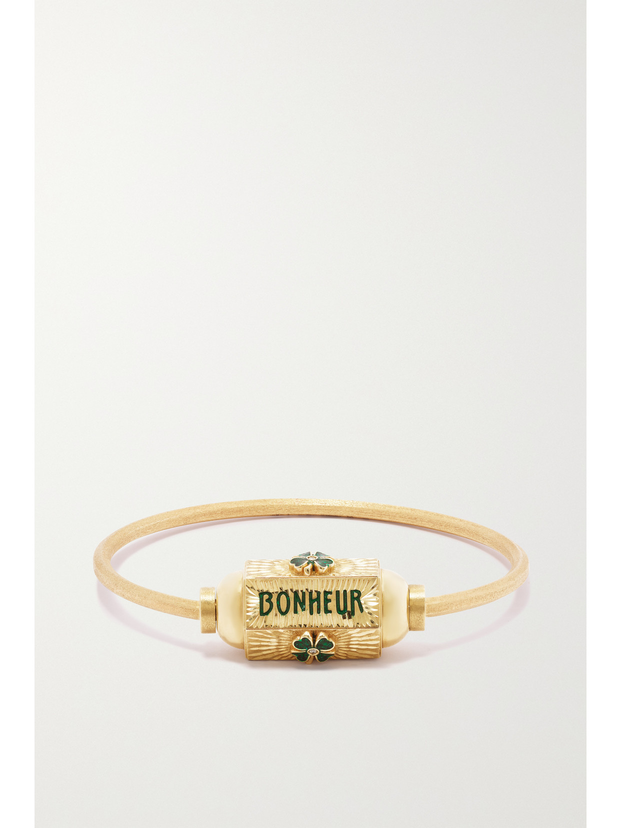 Marie Lichtenberg - Clover 14-karat Gold, Enamel And Diamond Bracelet - one size 22 Awaiting product image
