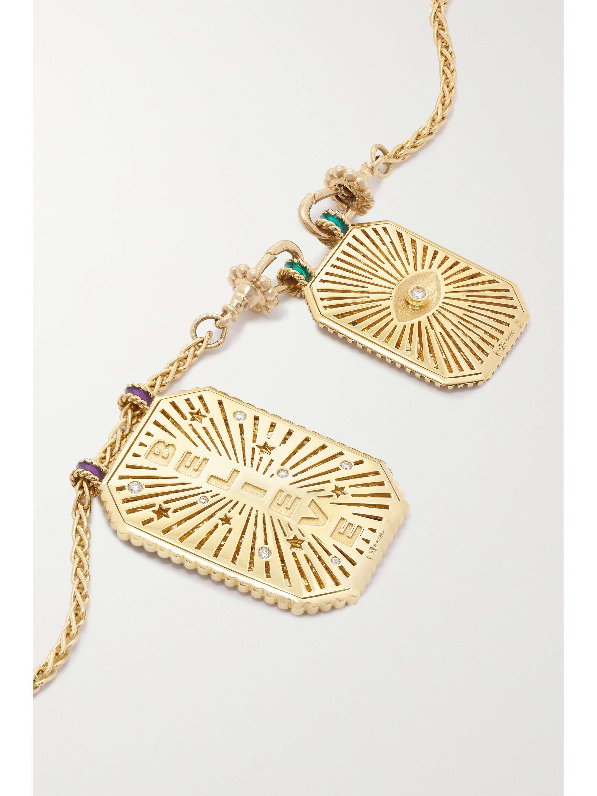 MARIE LICHTENBERG Believe 14-karat gold, enamel and diamond necklace