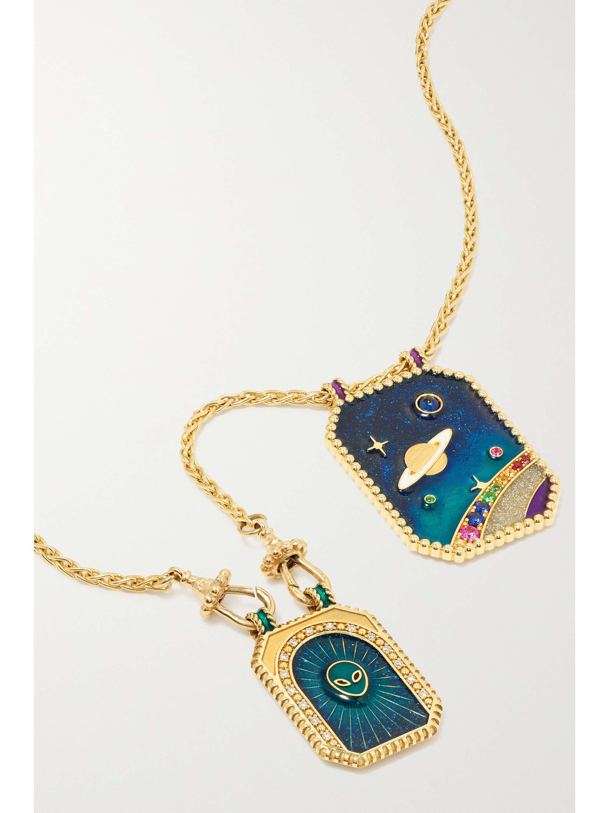 MARIE LICHTENBERG Believe 14-karat gold, enamel and diamond necklace