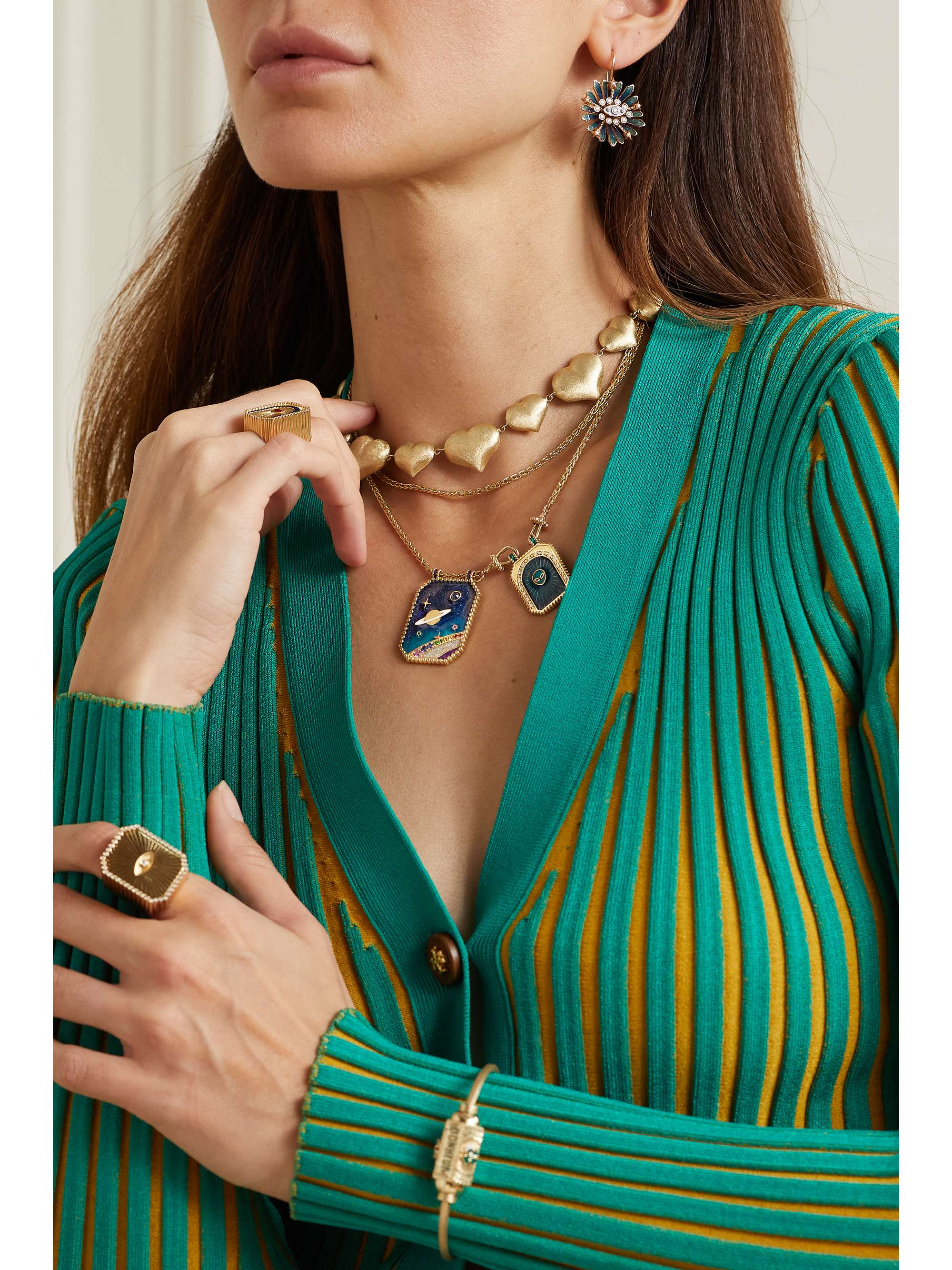 MARIE LICHTENBERG Believe 14-karat gold, enamel and diamond necklace