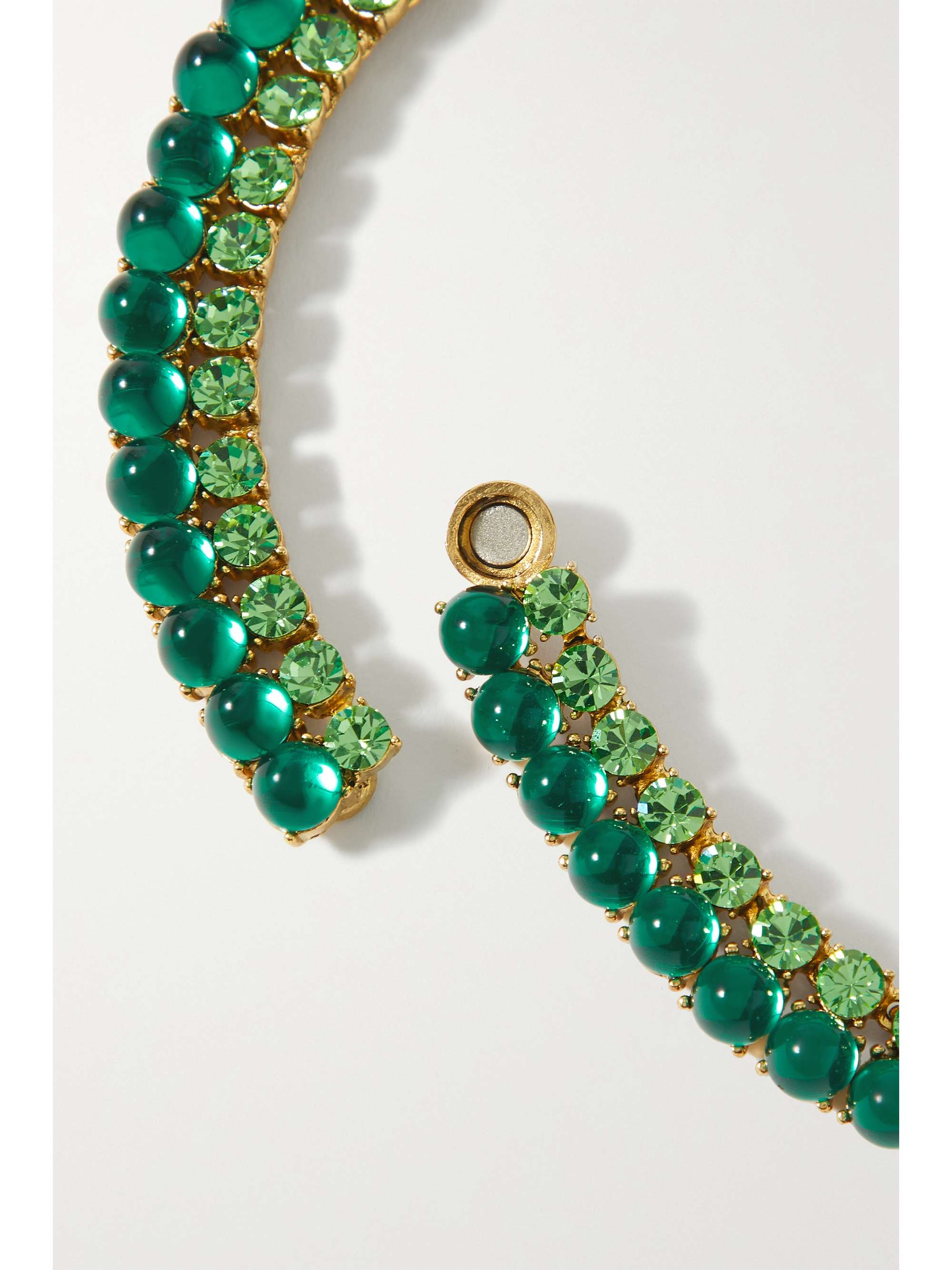 OSCAR DE LA RENTA Gold-tone, crystal and resin choker