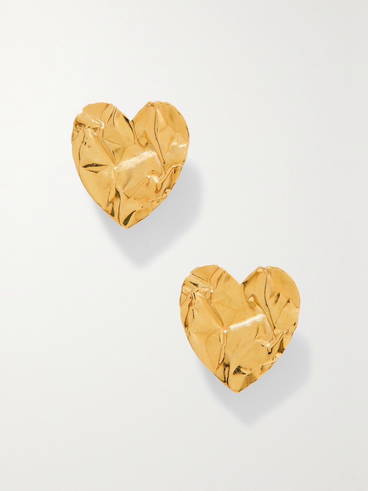 Shop Oscar De La Renta Crushed Heart Gold-tone Earrings