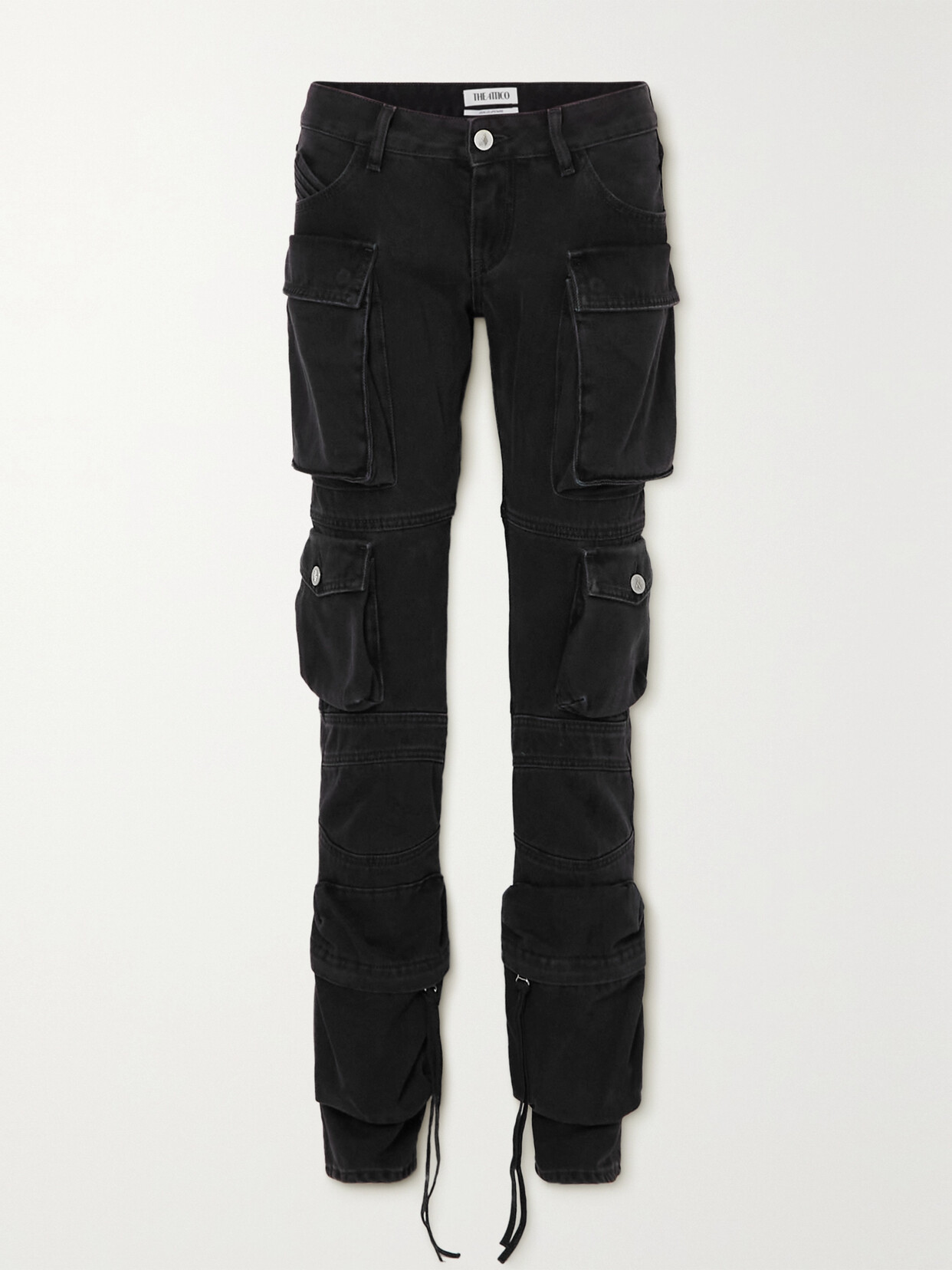 Shop Attico Essie Low-rise Tapered Jeans In Black