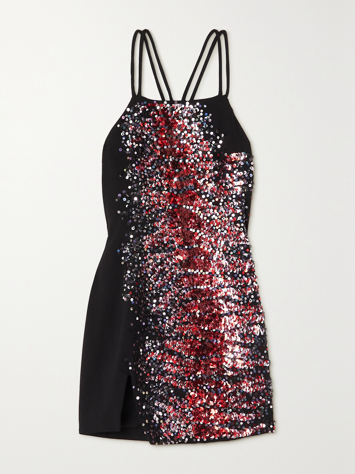 The Attico Tyger Open-back Sequined Jersey Mini Dress - Black