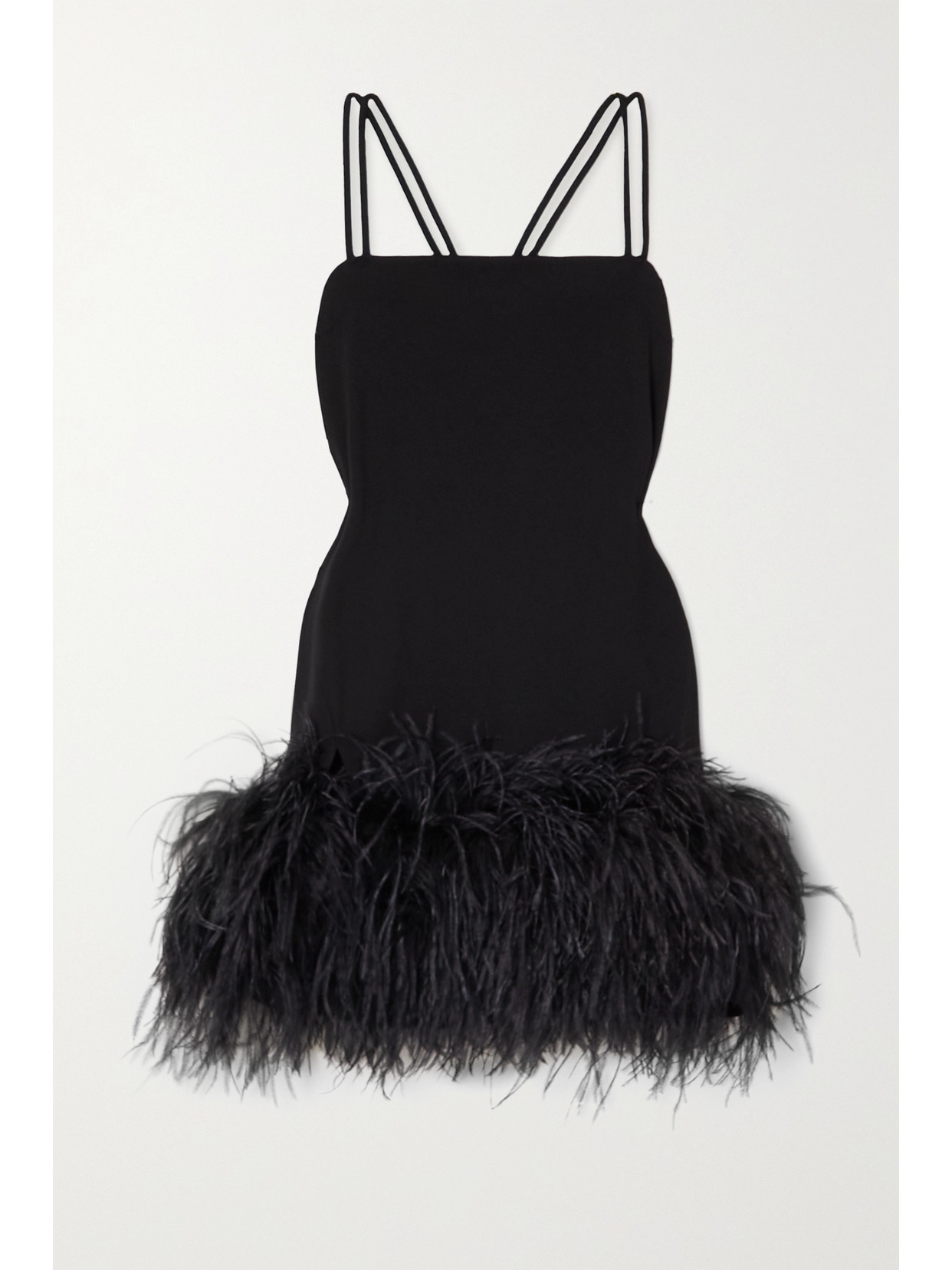 The Attico Fujiko Feather-trimmed Crepe Mini Dress - Black