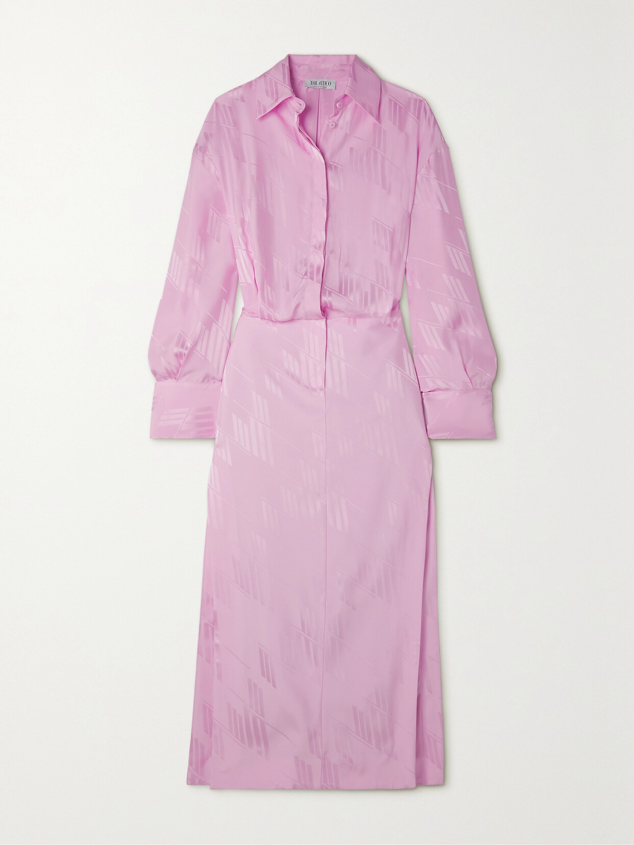The Attico Charla Satin-jacquard Midi Dress - Pink