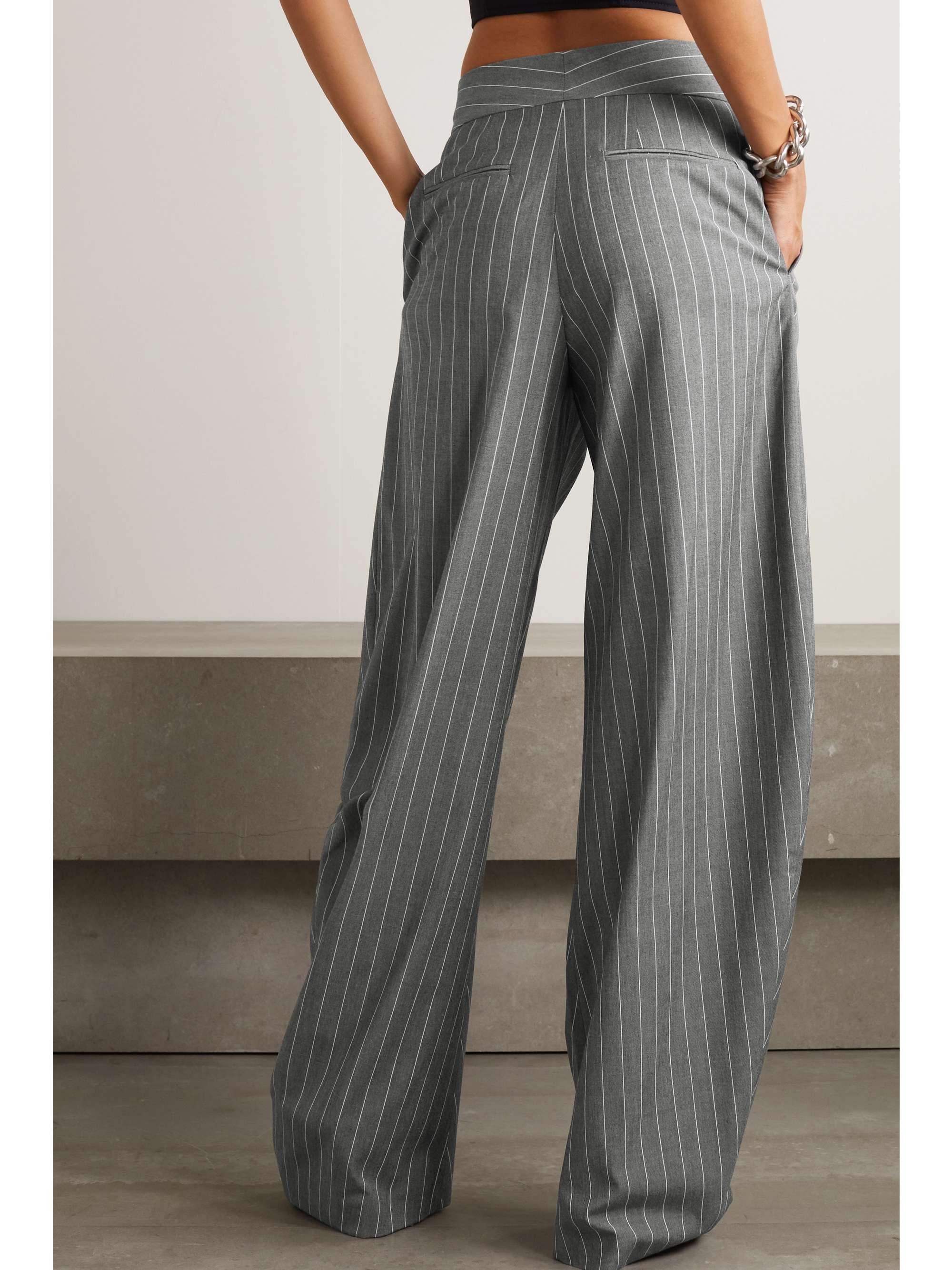 THE ATTICO Gary pinstriped woven wide-leg pants