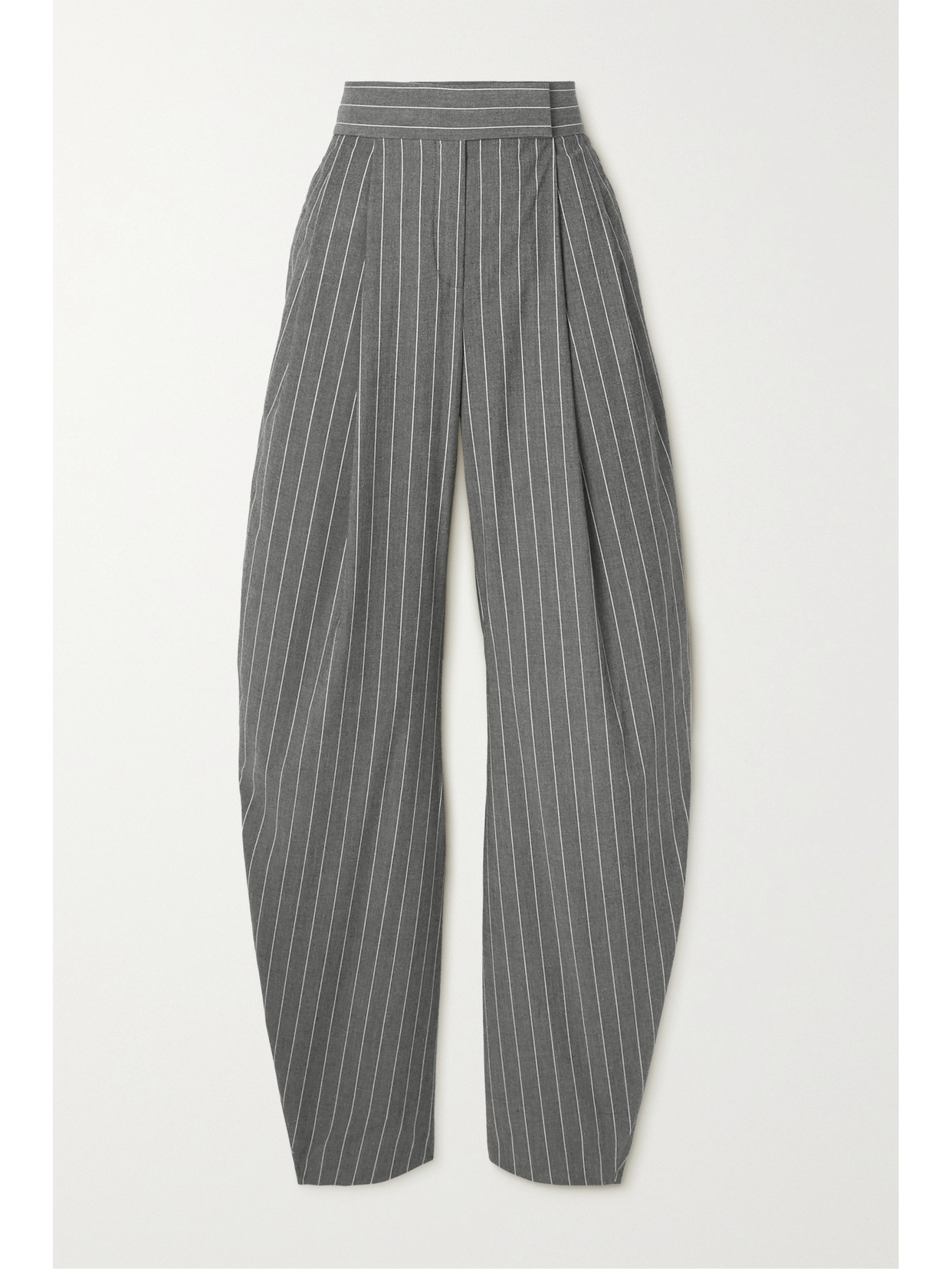 Attico Pinstriped Wide-leg Tailored Trousers In Gray